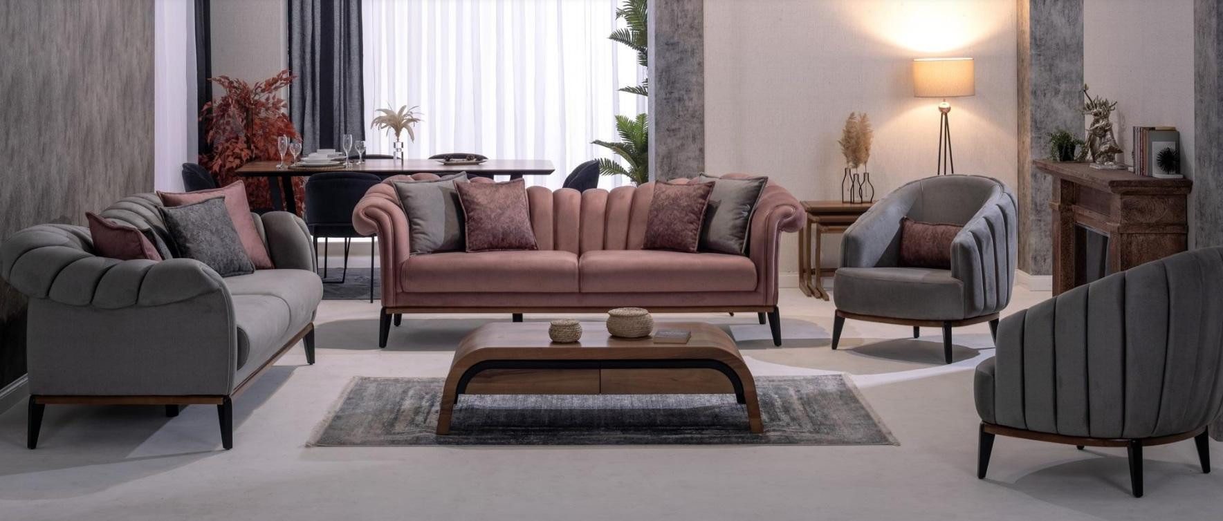 Xlmoebel Polstergarnitur Moderne Sofagarnitur in elegantem Design mit bequemen Polstern, (2-tlg., Sofagarnitur 3 + 3 + 1 + 1 Sitzer), Hergestellt in Europa