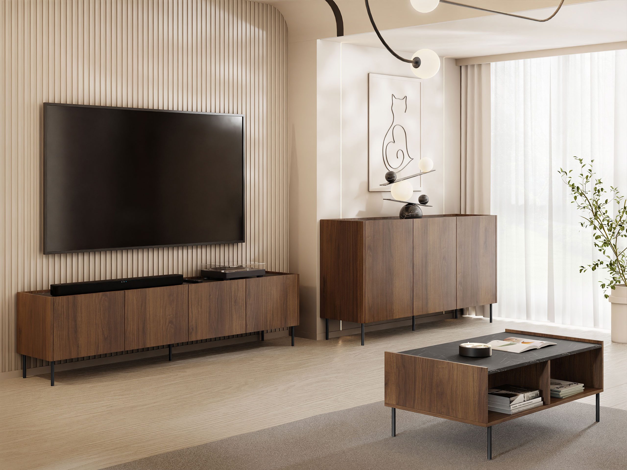 MIRJAN24 Wohnzimmer-Set Tewos, (3er-Set, Kommode, TV-Lowboard, günstig online kaufen
