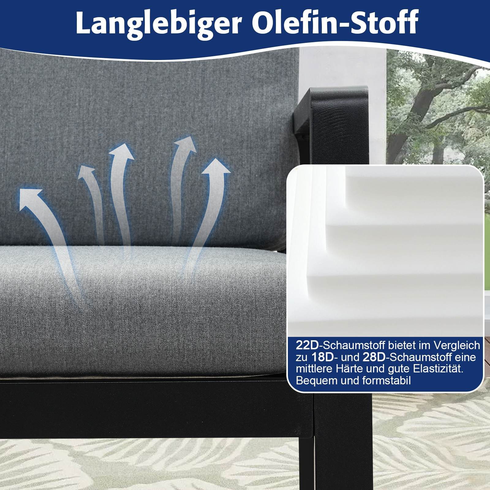 MeXo Gartenlounge-Set Alu Gartenmöbel-Sets Gartenstuhl, (2-tlg., 2 Esszimmerstühle, 60x 68x 85 cm, 4 Auflagen, bis zu 140 kg belastbar), wetterfest Gartengarnitur Set