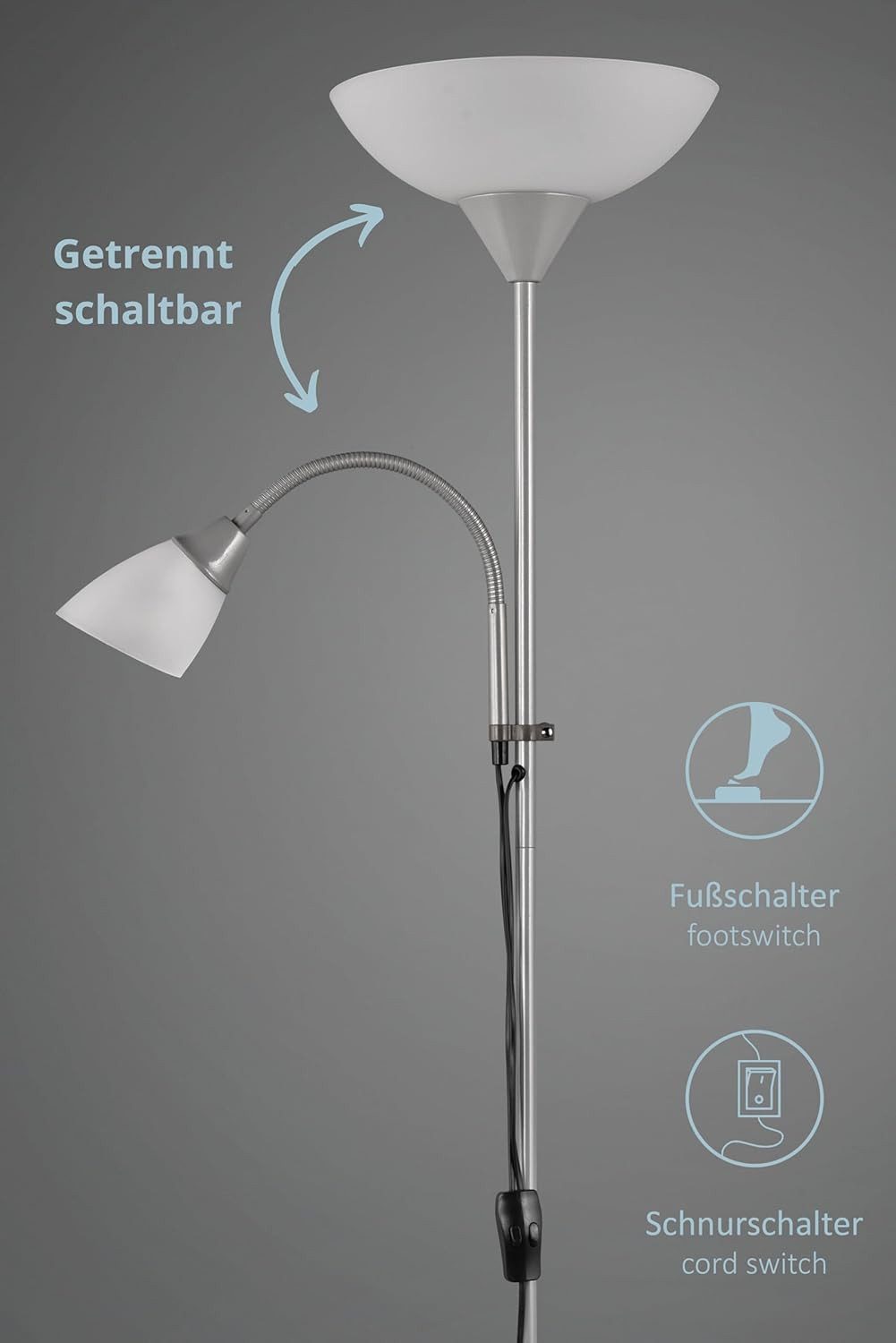 lightling Stehlampe Enzo, ohne Leuchtmittel, Schnurschalter, getrennt schal günstig online kaufen