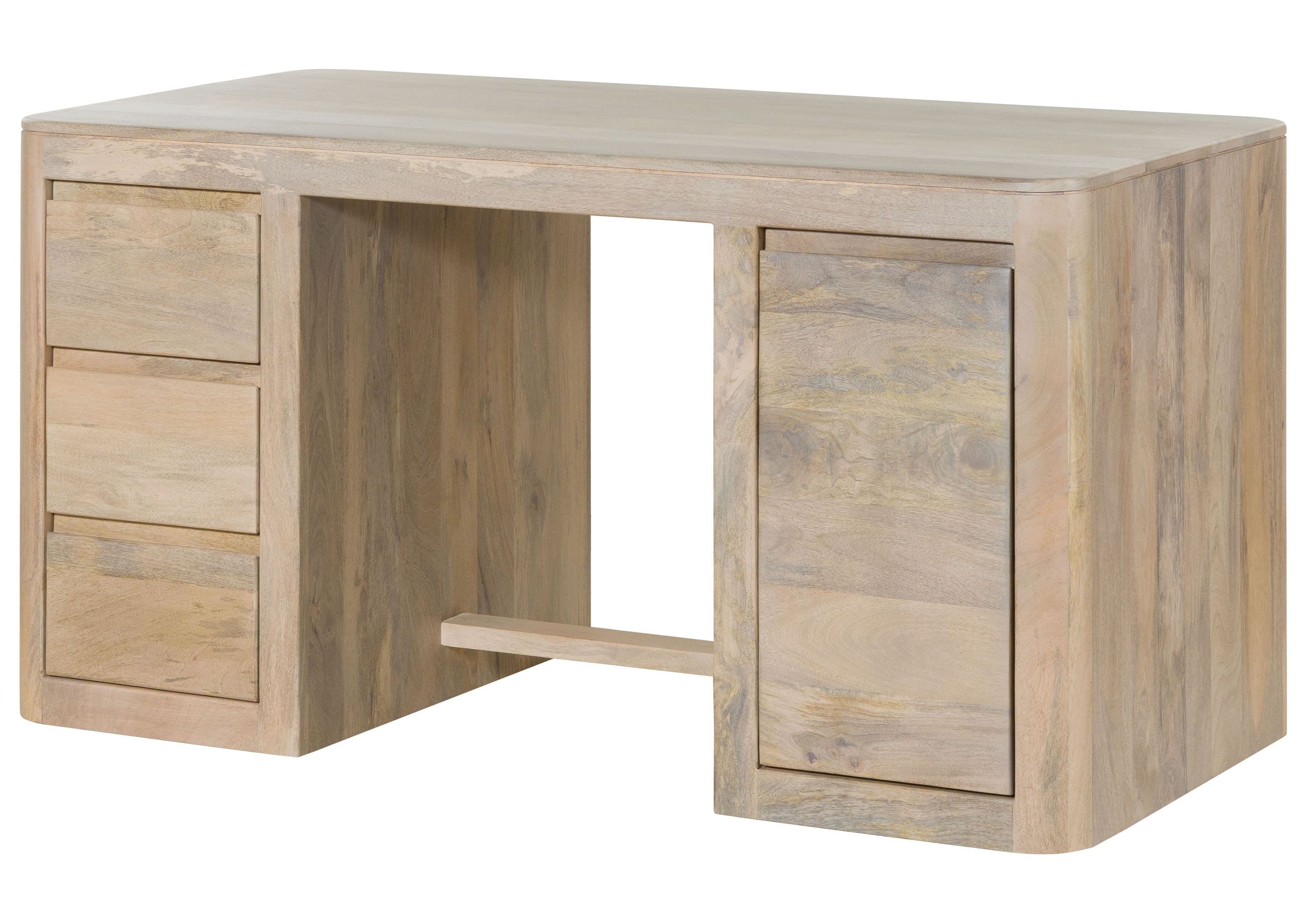 Massivmoebel24 Schreibtisch TORONTO (Massivholz, Massivholztisch), Mango 150x75x78 weiß lackiert TORONTO #348