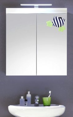 trendteam Badezimmerspiegelschrank Amanda (Hängeschrank 2-türig in weiß, 60 x 77 cm) Hochglanz