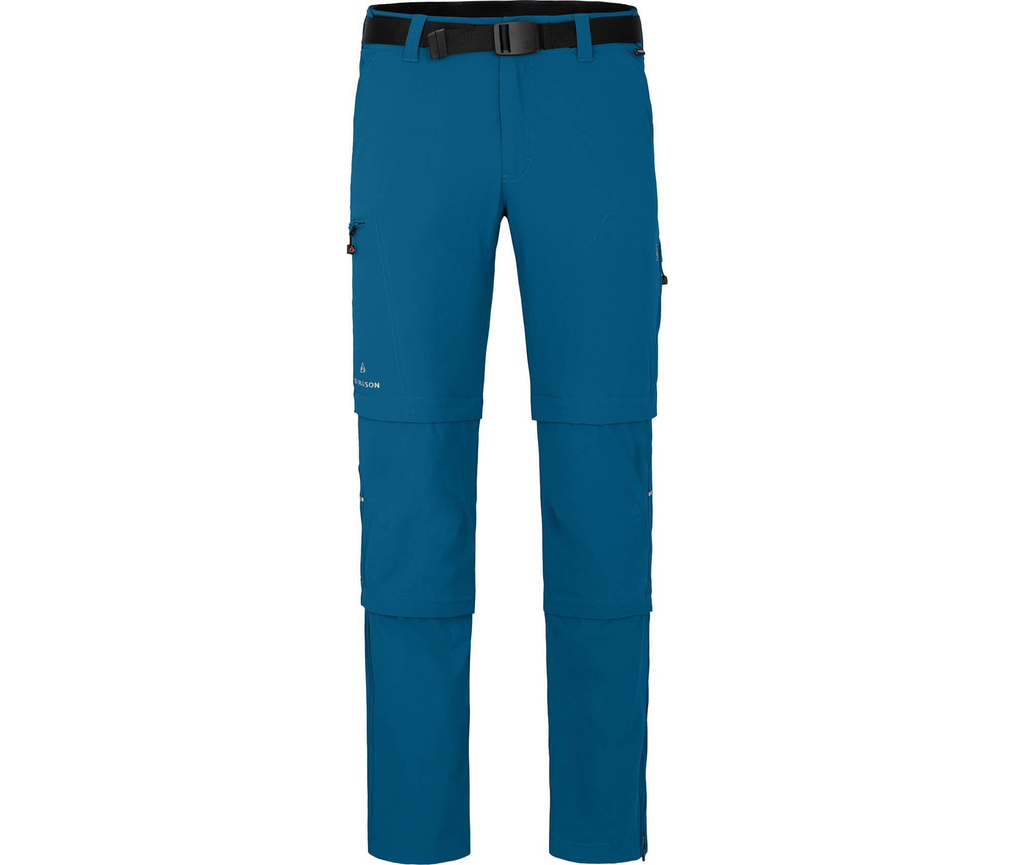 Bergson Zip-off-Hose QUEENSLAND Doppel Normalgrößen, Herren Wanderhose, T-ZIPP vielseitig, Zipp-Off blau pflegeleicht, Saphir mit