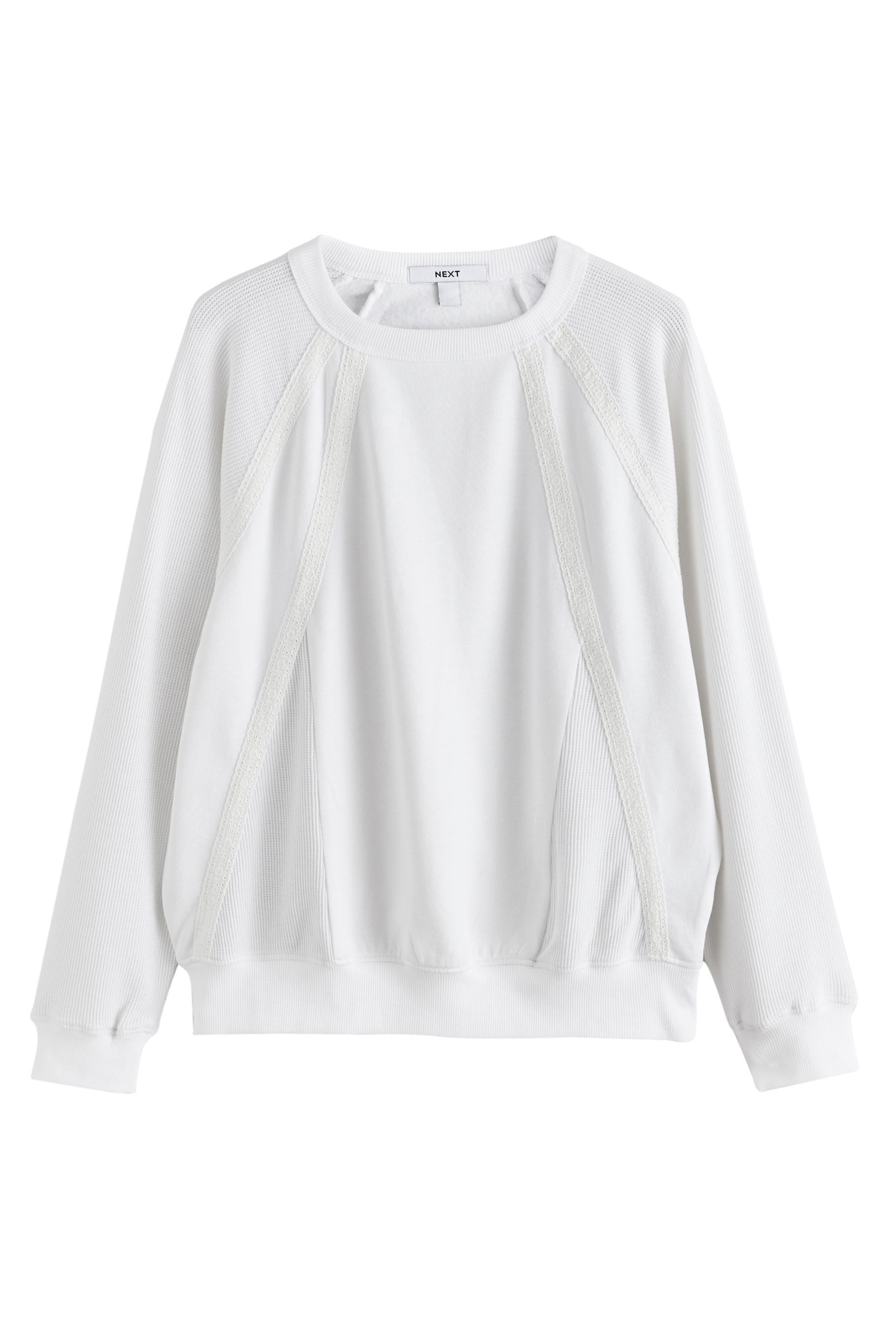 Next Sweater Leichtes Sweatshirt mit Waffelstruktur und Spitze (1-tlg)