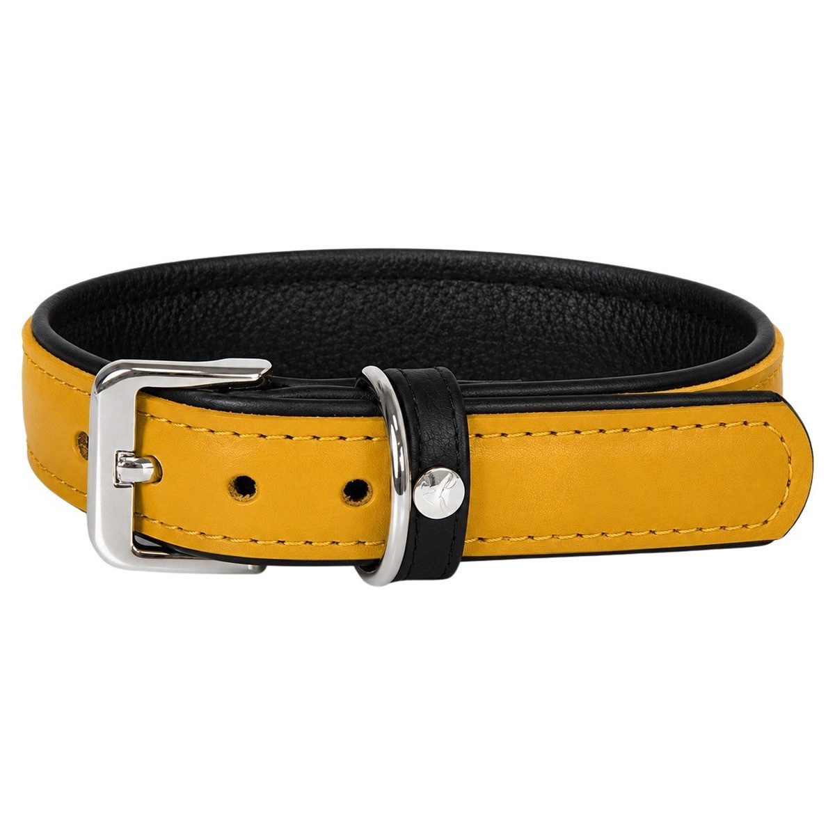 Das Lederband Hunde-Halsband Hundehalsband Vancouver Yellow/Black