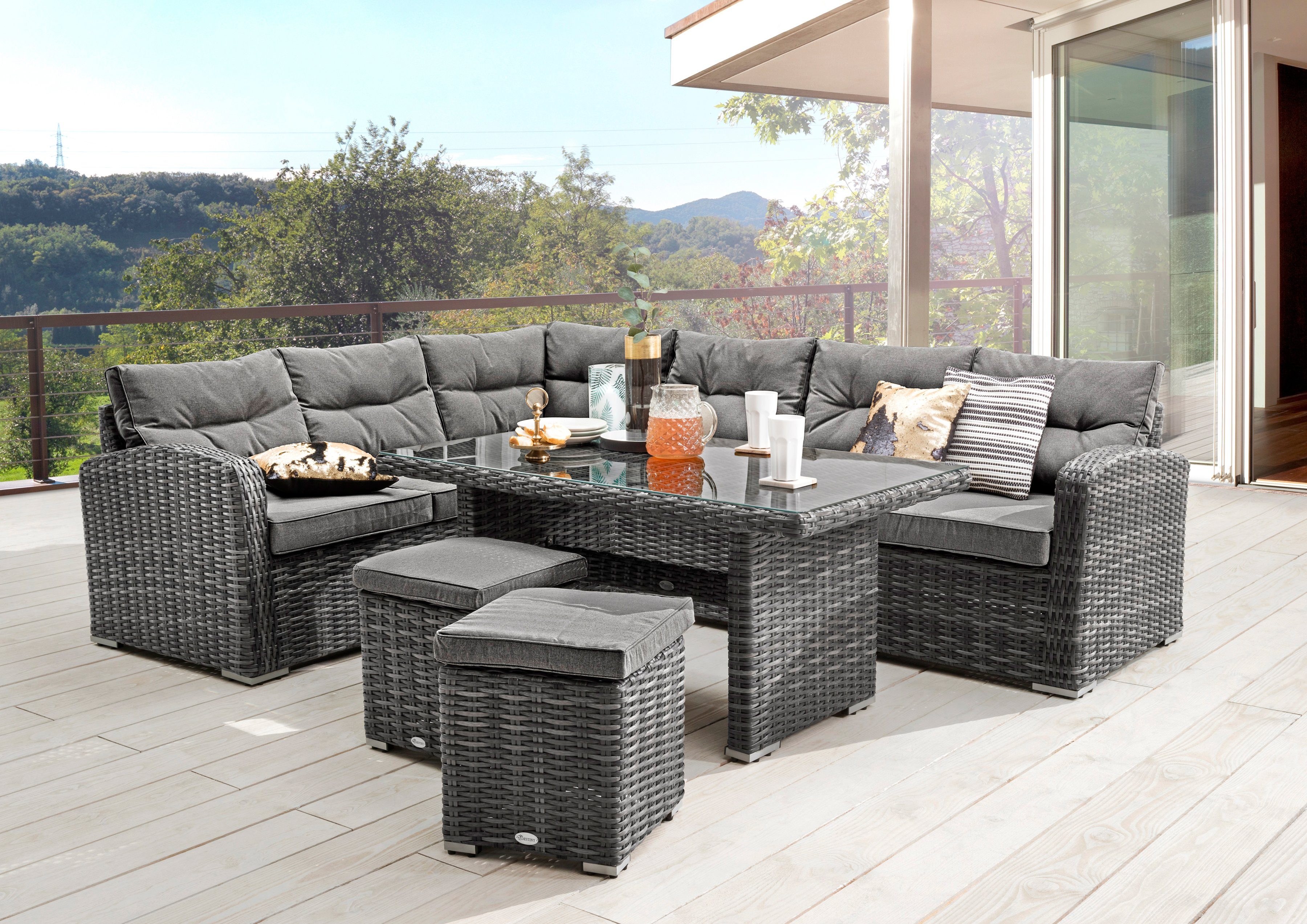Destiny Gartenlounge-Set SANTA PONSA, (20-tlg., 2x Schenkel, 2x Hocker, 1x günstig online kaufen