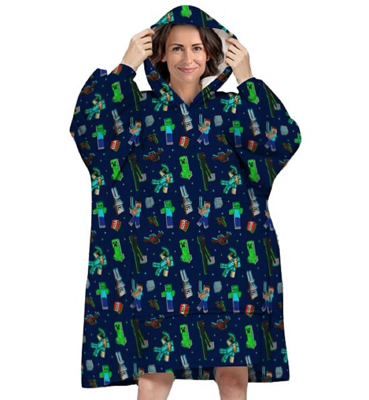 Minecraft Poncho - Bequemer Überwurf mit Kapuze für Erwachsene in Einheitsg günstig online kaufen