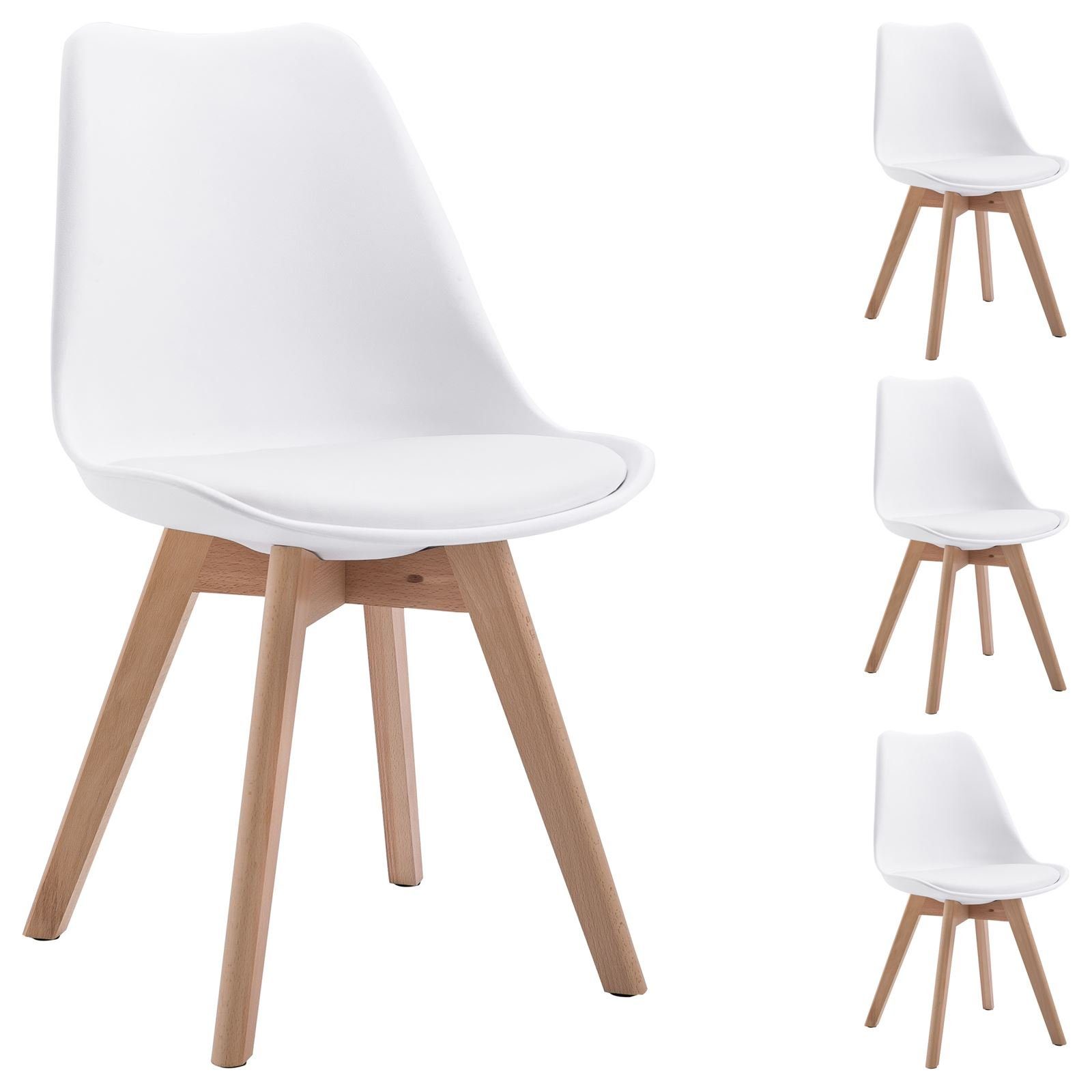 IDIMEX Esszimmerstuhl ABBY (4 St), Stuhl Esszimmerstuhl Küchenstuhl Esstisch Retro Design Kunststoff 4er weiß