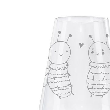 Mr. & Mrs. Panda Weißweinglas Biene Verliebt - Transparent - Geschenk, Spülmaschinenfeste Weingläse, Premium Glas, Premium Gravur