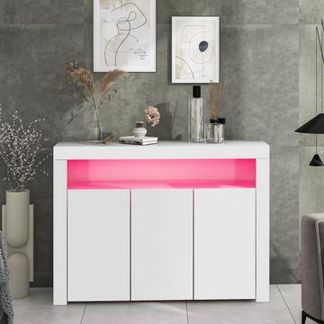 OKWISH Sideboard Kommodenschrank mit LED Beleuchtung (TV-Board hochglanz, Kommodenschrank LED Beleuchtung)