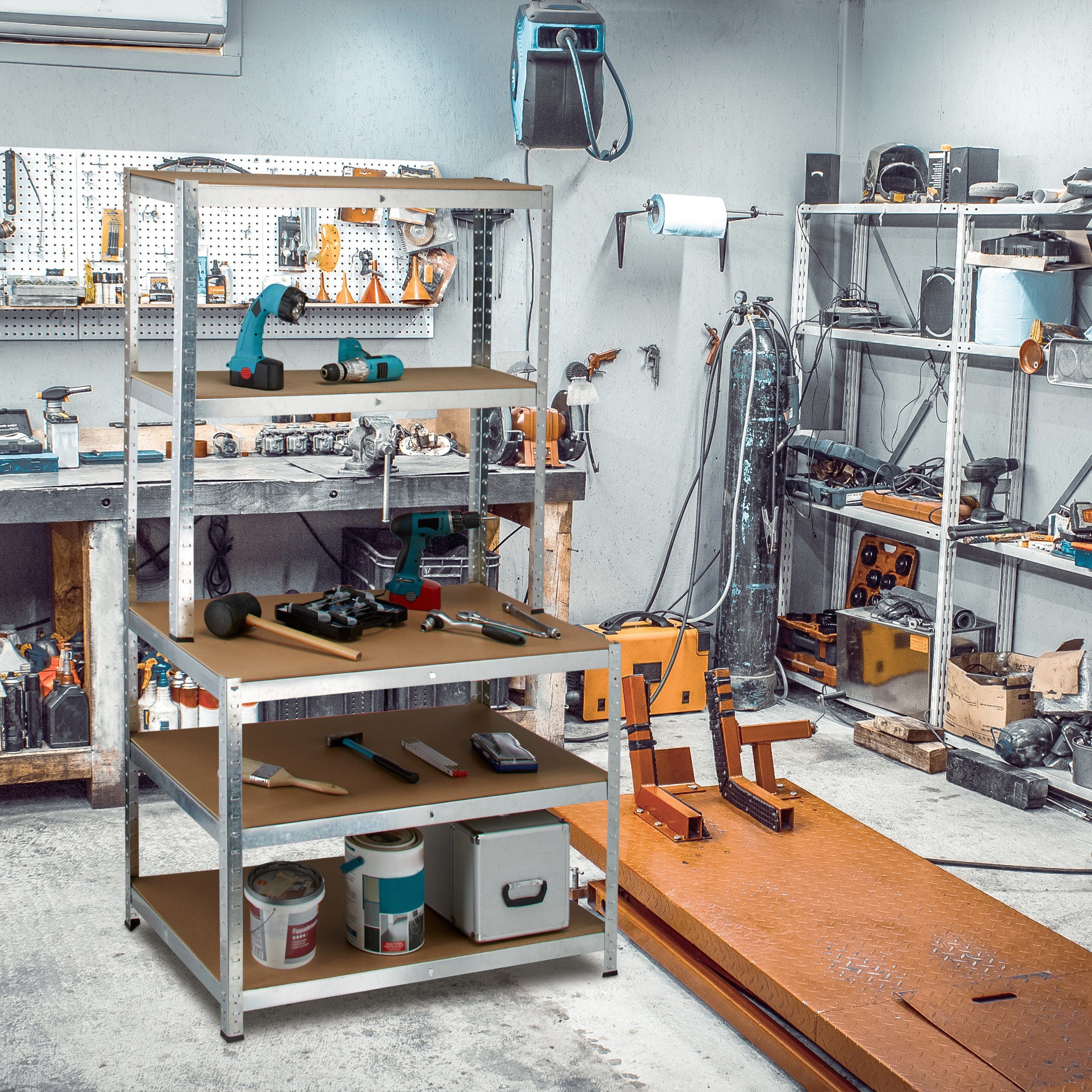 relaxdays Schwerlastregal mit Werkbank