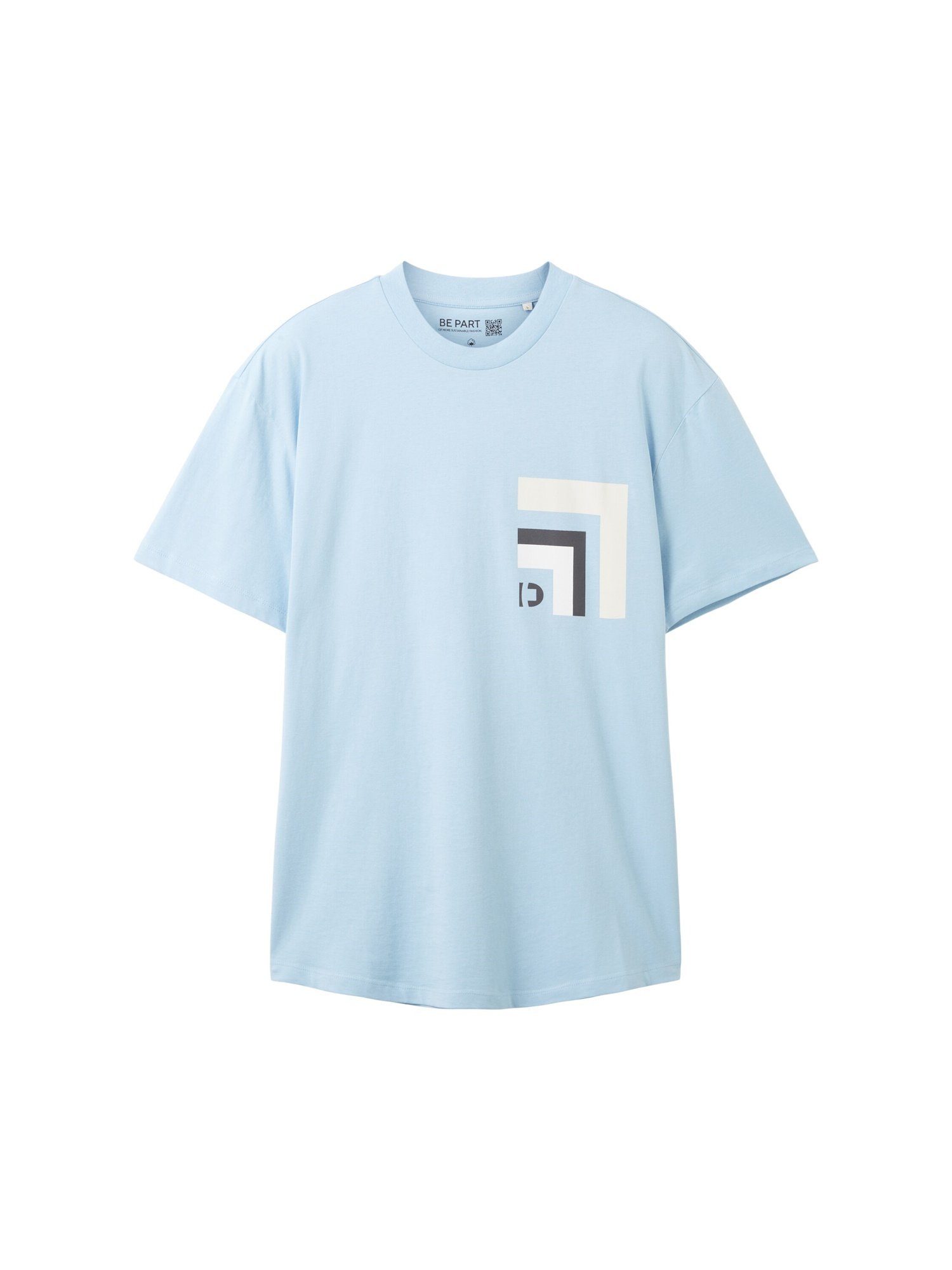 und TOM blau TAILOR Rundhalsausschnitt (1-tlg) Kurzarmshirt mit Denim T-Shirt TOM TAILOR T-Shirt