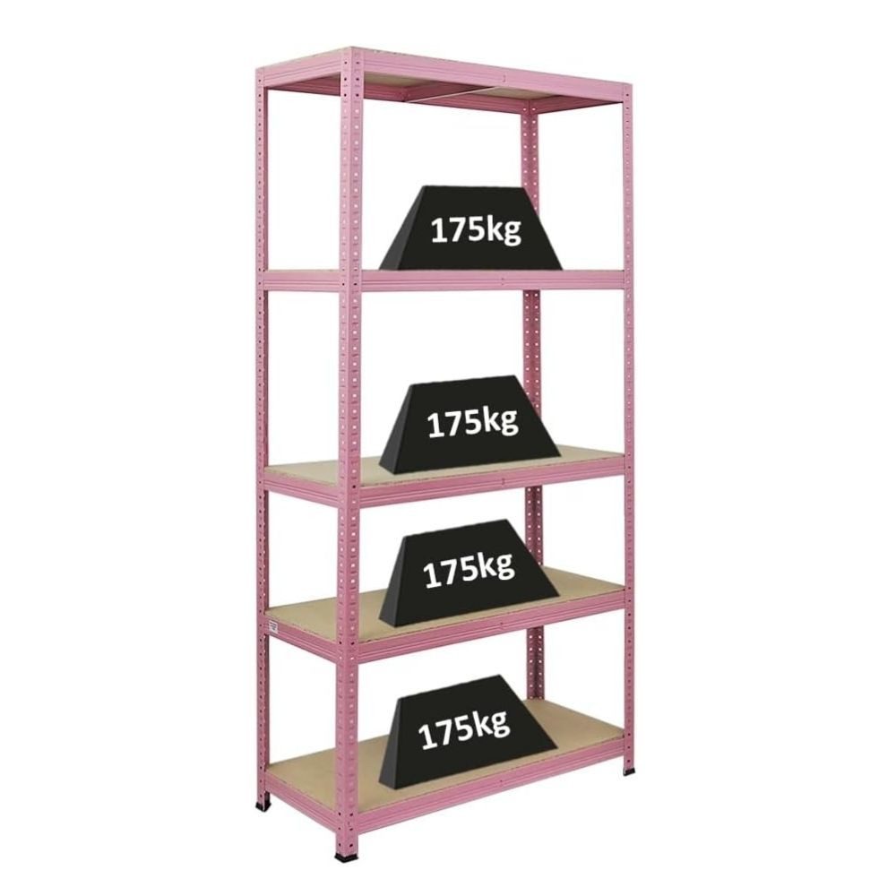 PROREGAL® Regal Wohnregal PINK LADY 180x90x40cm Fachlast 175kg 5 Ebenen Pink, Hochwertiges Wohnregal Küchenregal Kelleregal aus Metall
