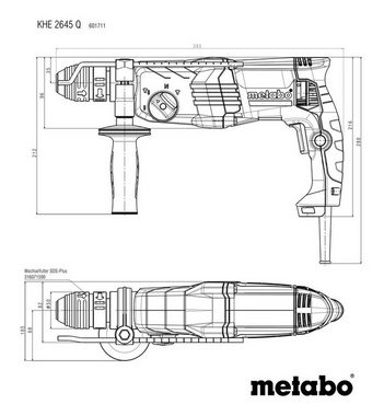 metabo Kombihammer KHE 2645 Q, 230 V, max. 830 U/min, Kombihammer im Kunststoffkoffer