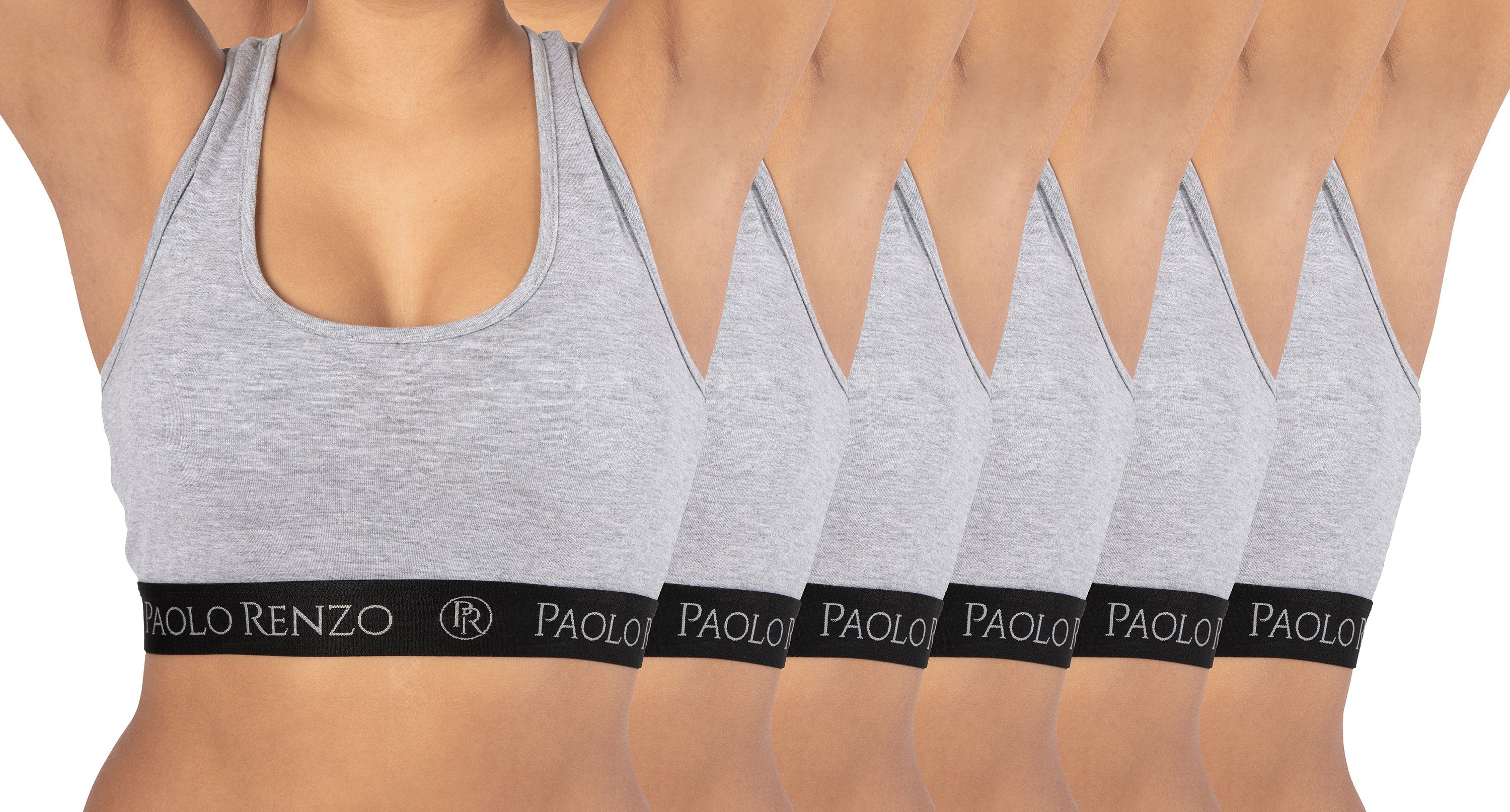 Paolo Renzo Bustier Sports-Collection Atmungsaktive Damen Sport Bustiers (6-tlg) Sport BH - Sport Top aus hochwertiger Baumwolle