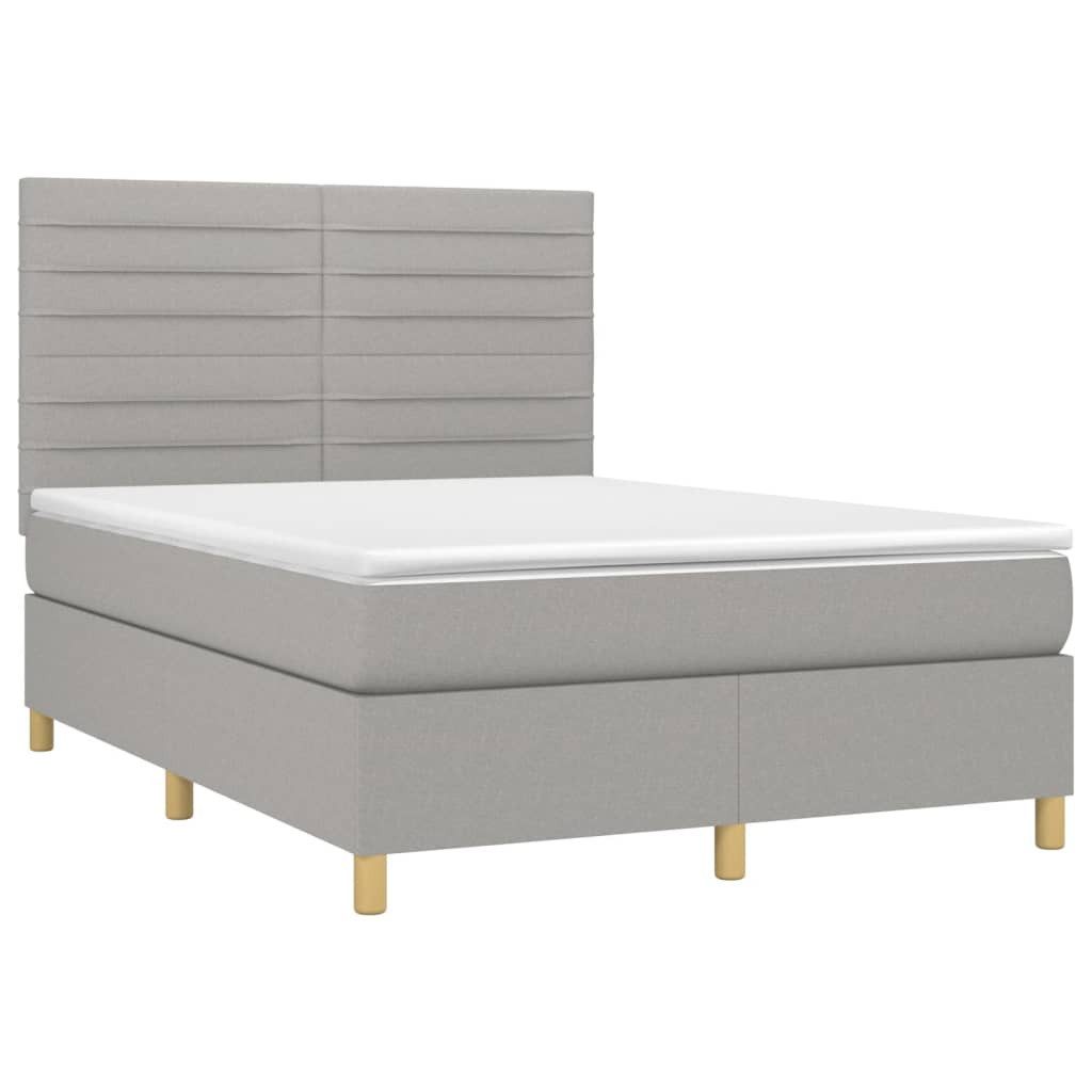 Bett Boxspringbett mit Matratze Hellgrau 140x200 cm Stoff
