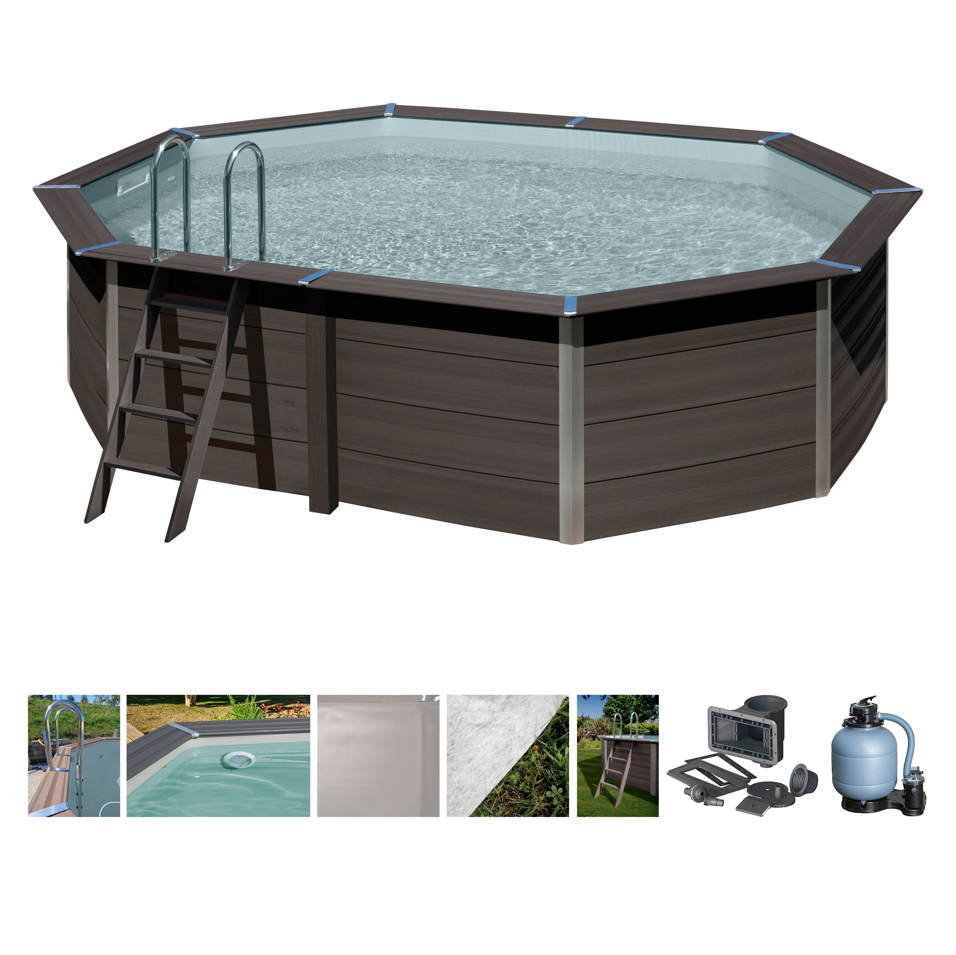 Gre Ovalpool Avantgarde (Set), 7-tlg., Composite Pool, BxLxH: 386x524x124 cm