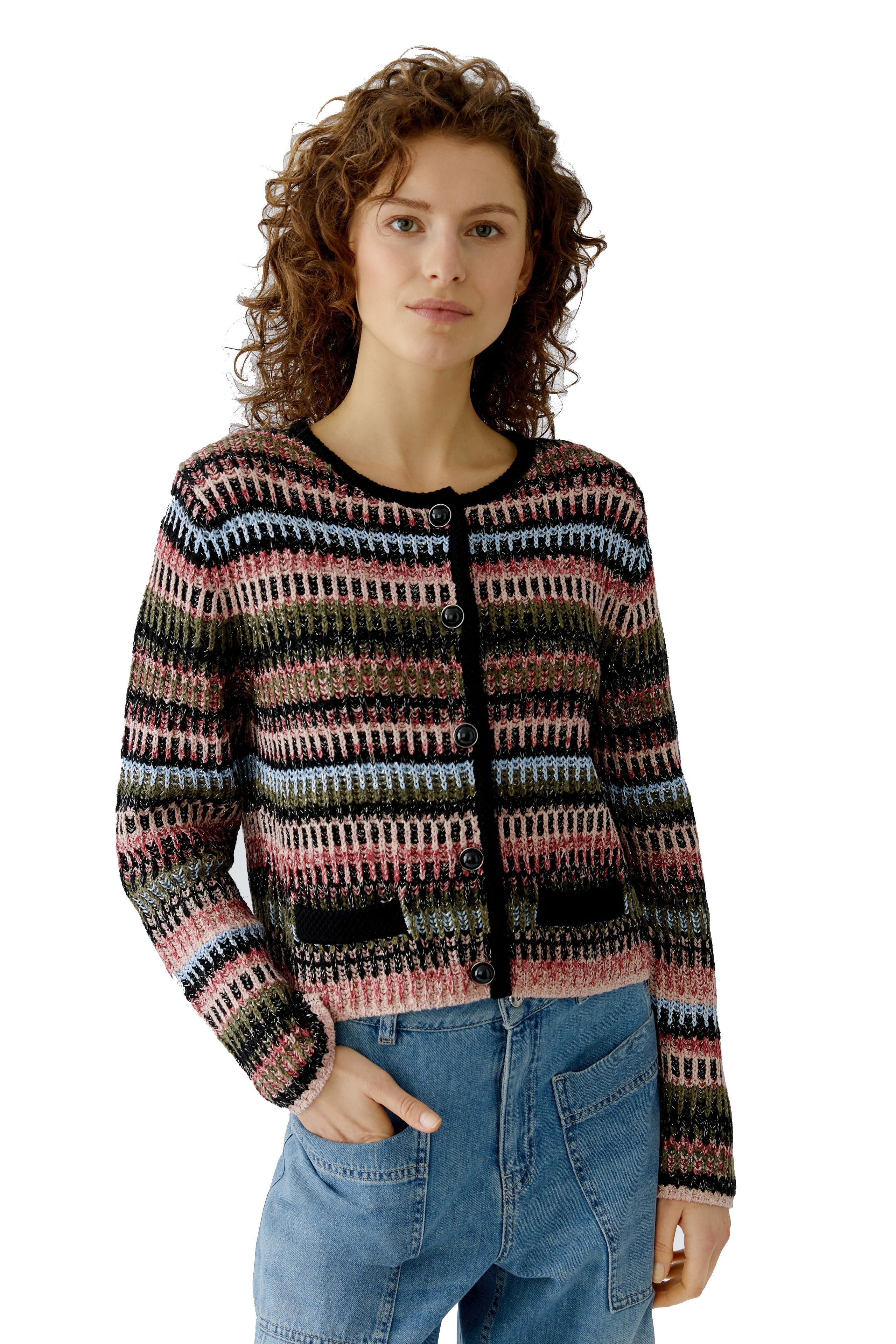 Oui Strickjacke Oui Highlight Strickjacke mit Glanzgarn (1-tlg)