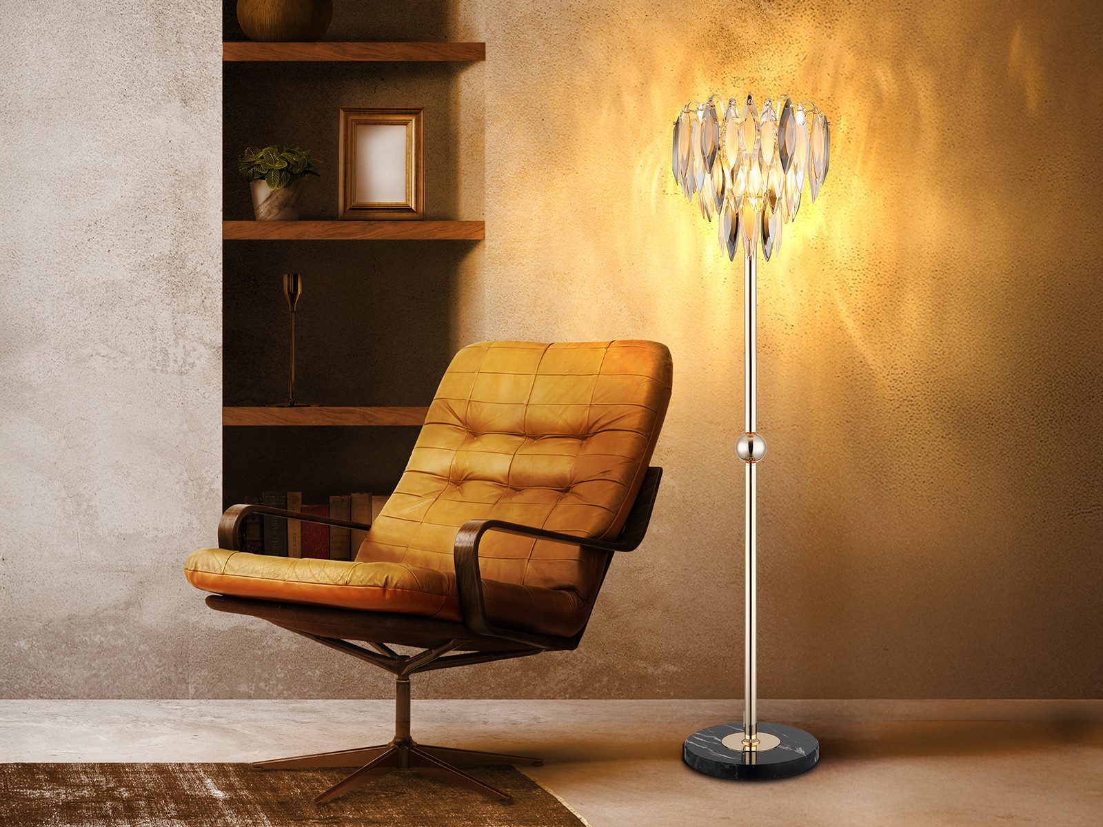 GLOBO LIGHTING LED Stehlampe mit K9 Kristall 3-farbig, Höhe 165cm, Dimmfunktion, LED wechselbar, Warmweiß, ausgefallene moderne Designer Lampe stehend inkl. LED Leuchtmitteln