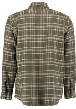 OS-Trachten Outdoorhemd Azorac Langarm Jagdhemd mit Lederemblem auf der Brusttasche