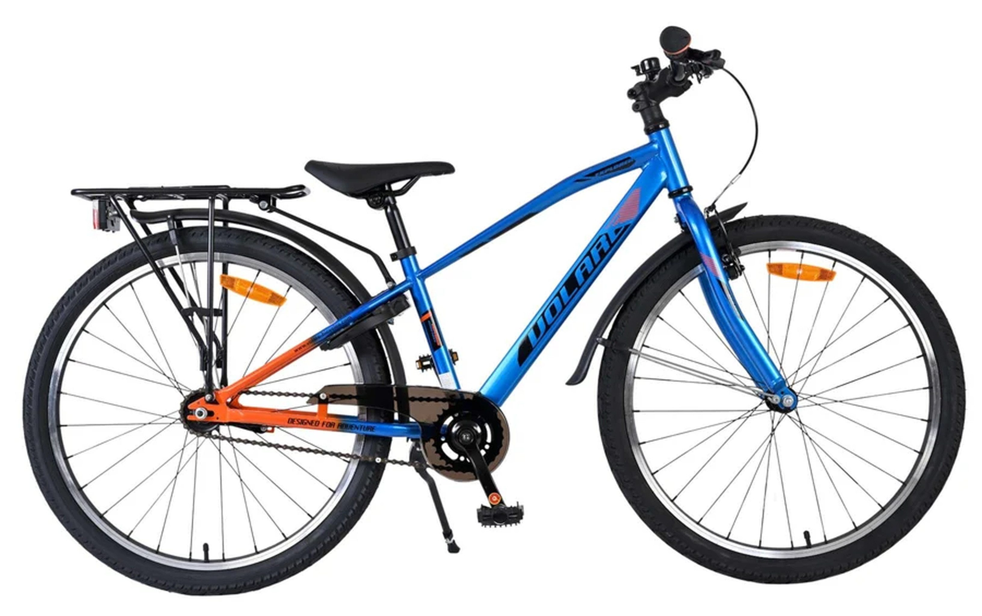 Volare Kinderfahrrad Explorer Jungen 24 Zoll Blau/Orange mit Rücktrittbremse und Schloss, Sportliches Kinderfahrrad, Sicherheitsausstattung, Gepäckträger