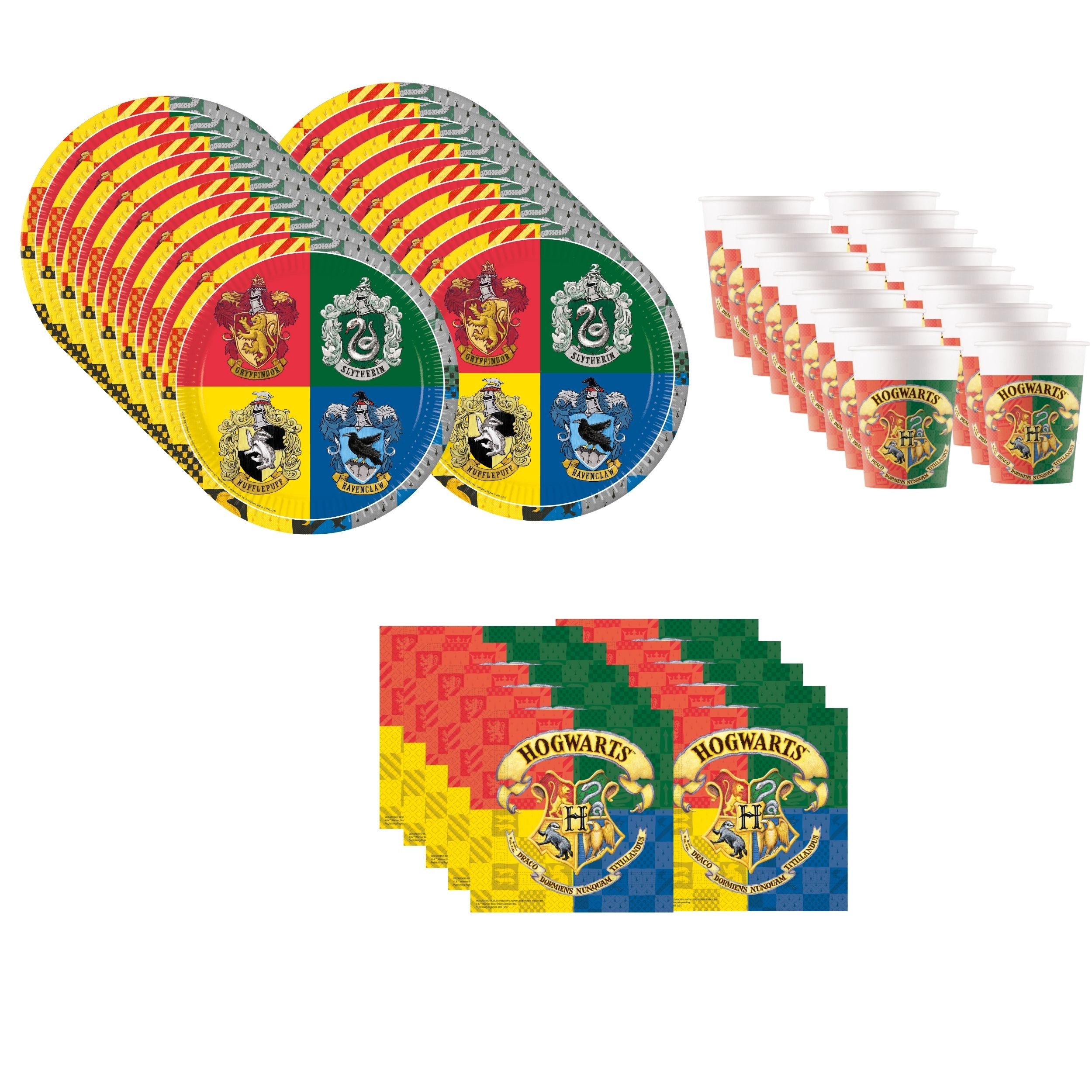 Procos Einweggeschirr-Set Harry Potter Partygeschirr Set 52-tlg Kindergeburtstag Hogwarts Teller, 16 Personen