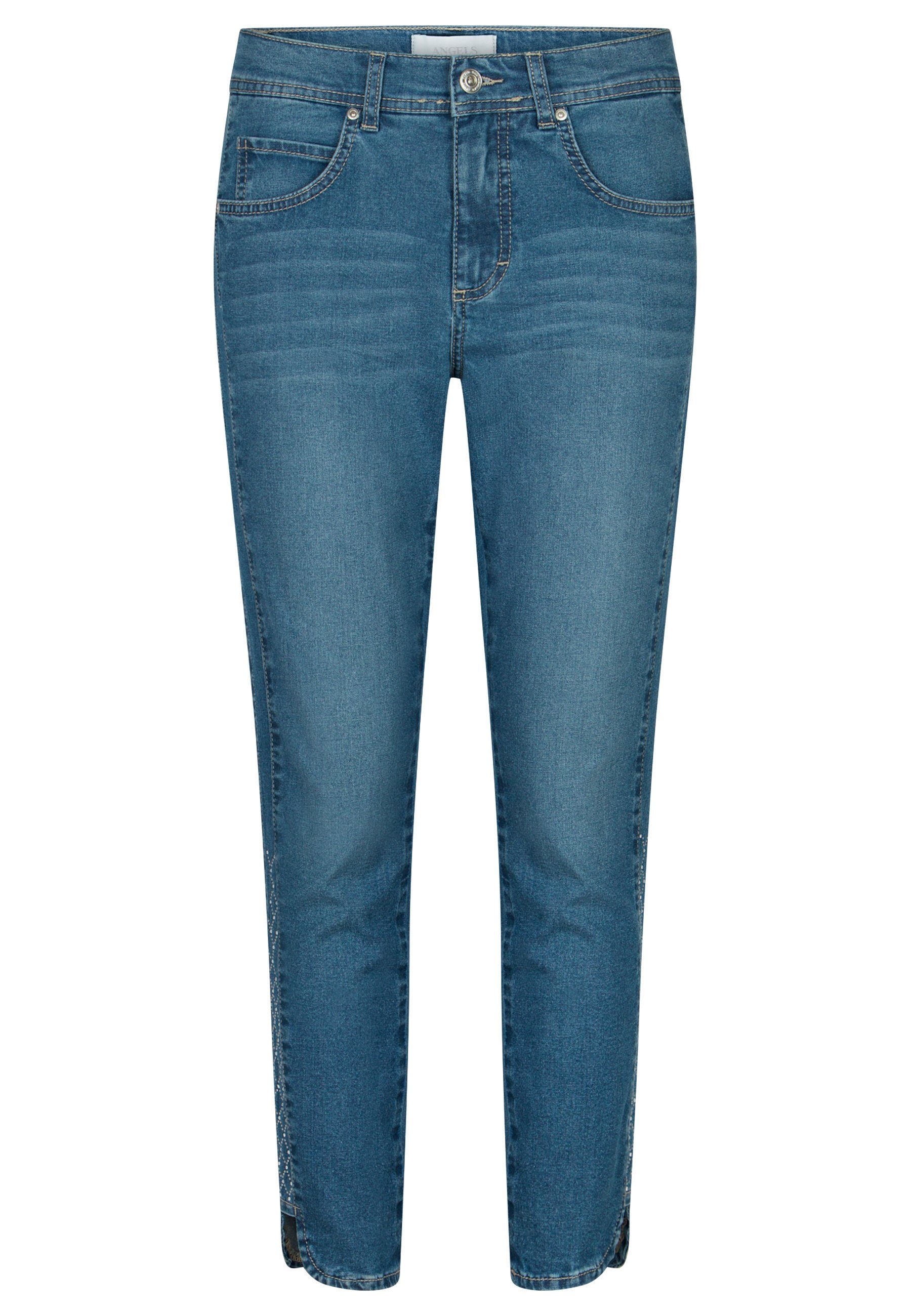 ANGELS 7/8-Jeans Jeans Ornella Label-Applikationen Diamonds blau Strasssteinen mit mit