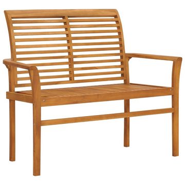 vidaXL Gartenbank Gartenbank mit Hellgrüner Auflage 112 cm Massivholz Teak (1-St)