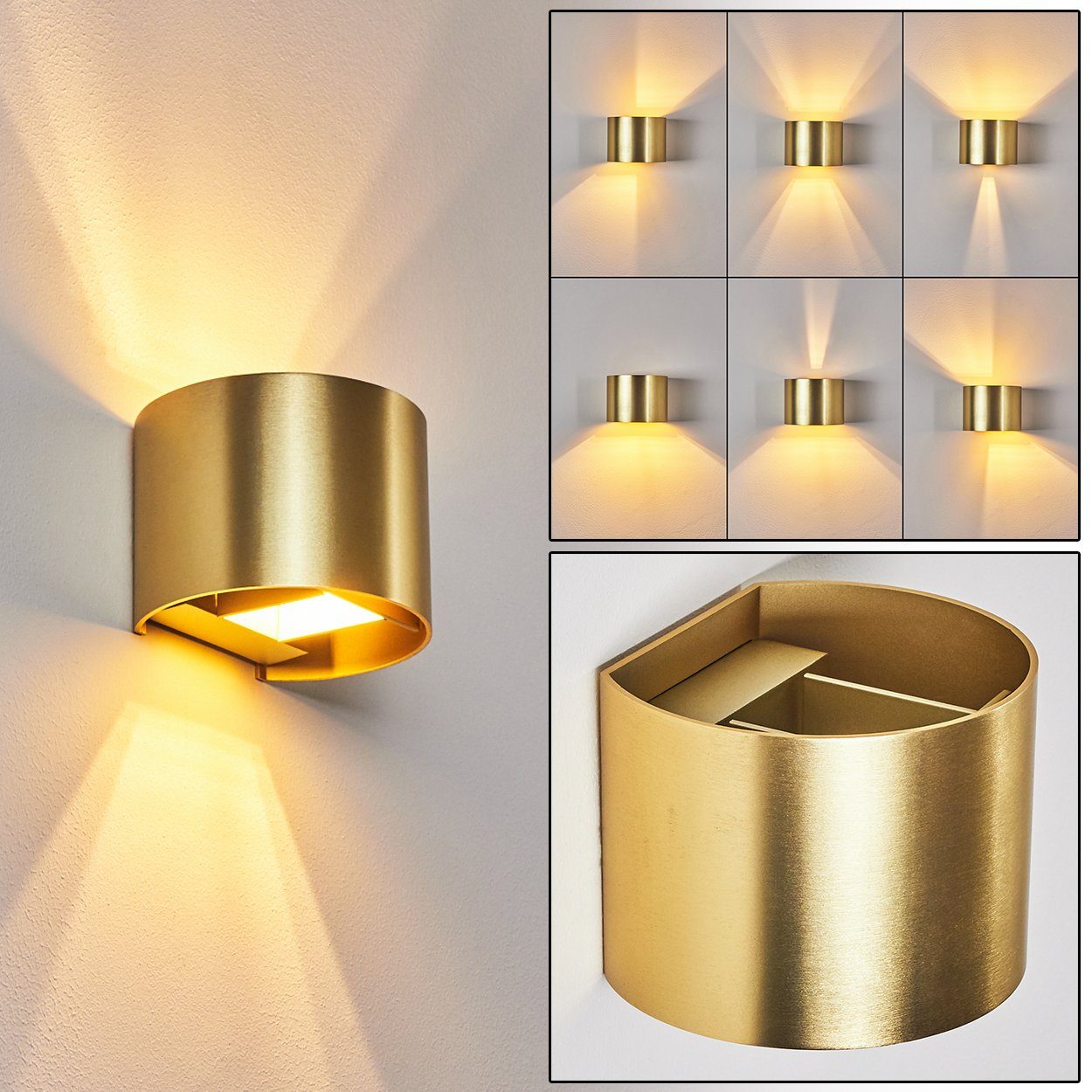 hofstein Wandleuchte Up Down Wand Lampen goldfarben Flur Wohn Schlaf Zimmer günstig online kaufen