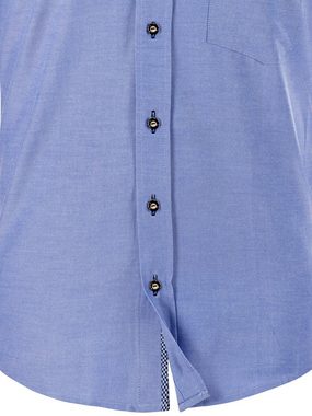 FUCHS Trachtenhemd Hemd Christoph blau mit Stehkragen