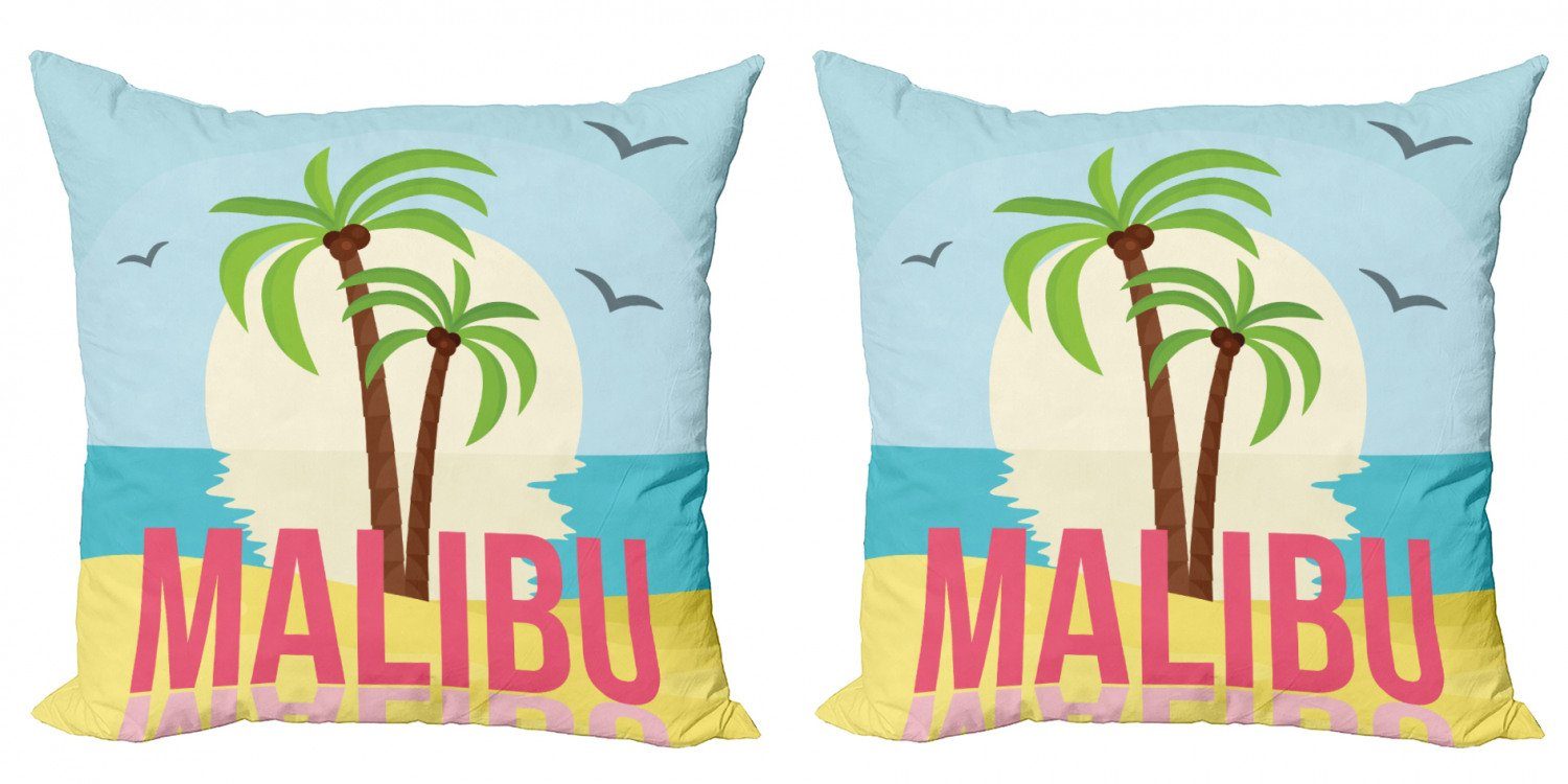Modern Malibu Kissenbezüge (2 Abakuhaus Accent Digitaldruck, Doppelseitiger Grafik-Strand Sunset Stück), Ocean