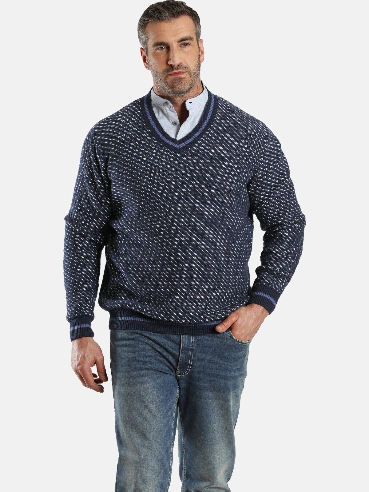 Charles Colby sweater EARL EVERTS Plus Size met printopdruk grijs Charles Colby sweater EARL EVERTS Plus Size met printopdruk grijs
