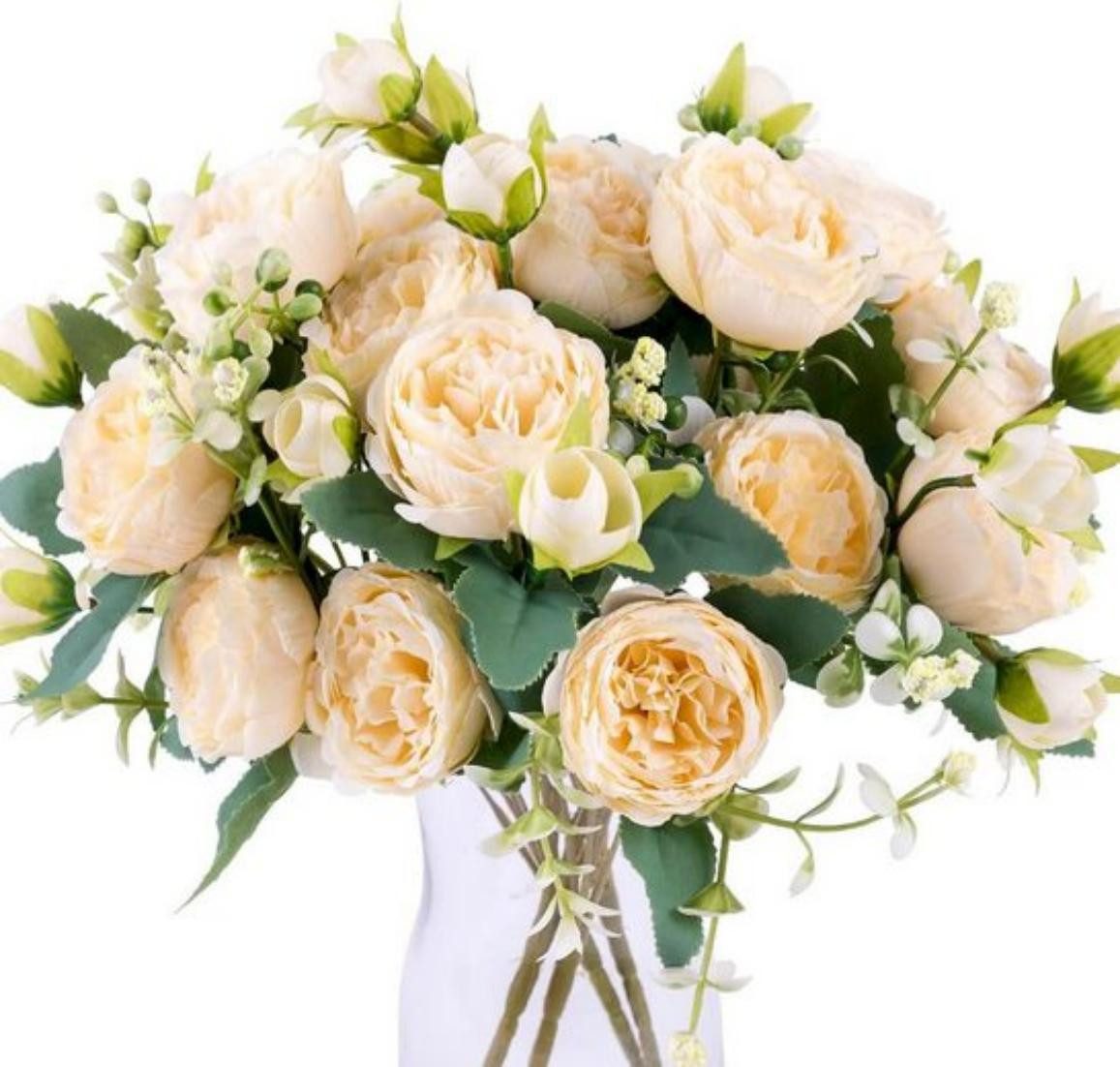 Kunstblumenstrauß Pfingstrose Künstliche Blumen Weiße Blumen günstig online kaufen