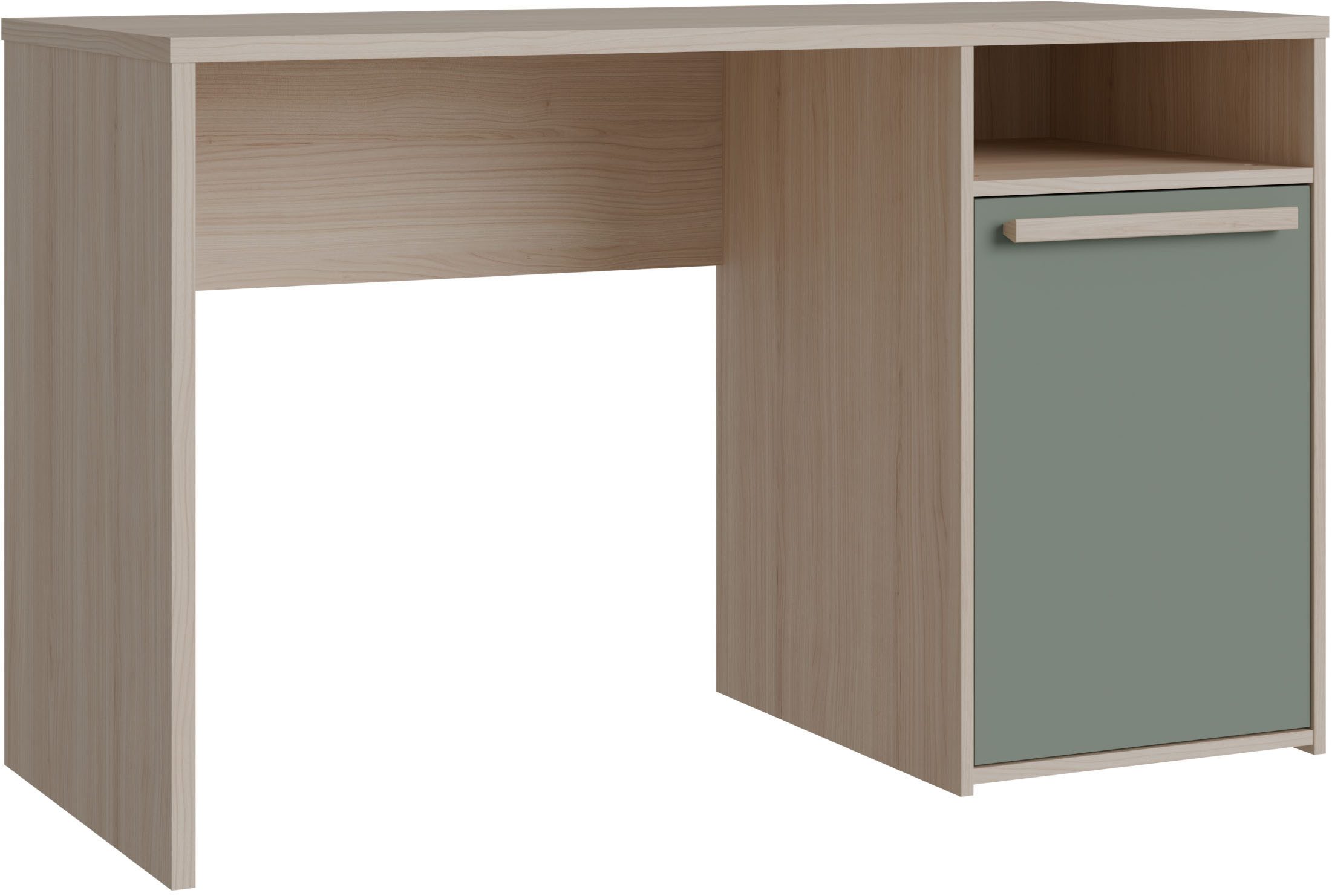 FORTE Schreibtisch Capaia, Echtholzgriffe, verstellbarer Einlegeboden, Breite: 126 cm