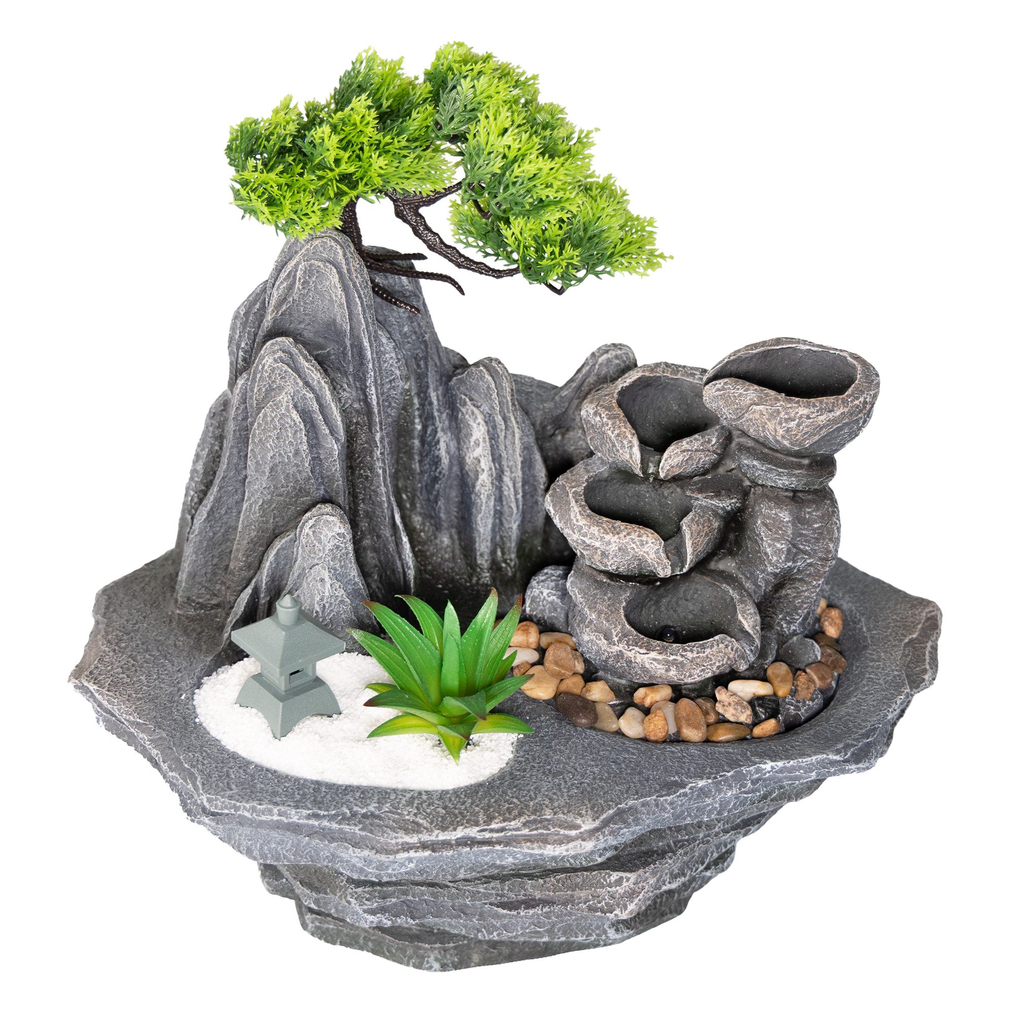 Lemodo Zimmerbrunnen Kaskadenbrunnen mit Beleuchtung, 23 cm Breite günstig online kaufen