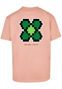 F4NT4STIC T-Shirt Silvester Happy New Year Pixel Kleeblatt Print