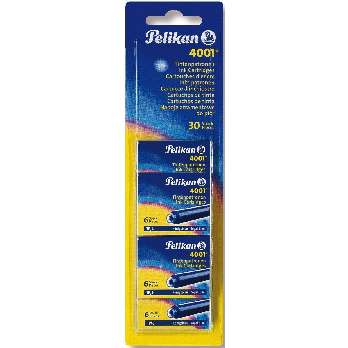 Pelikan Füllhalter Tintenpatrone 4001 TP/6 königsblau Blister Inhalt 5 Stück