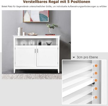 KOMFOTTEU Küchenbuffet Küchenschrank verstellbarem Regal & Doppeltür, 114 x 51 x 91 cm