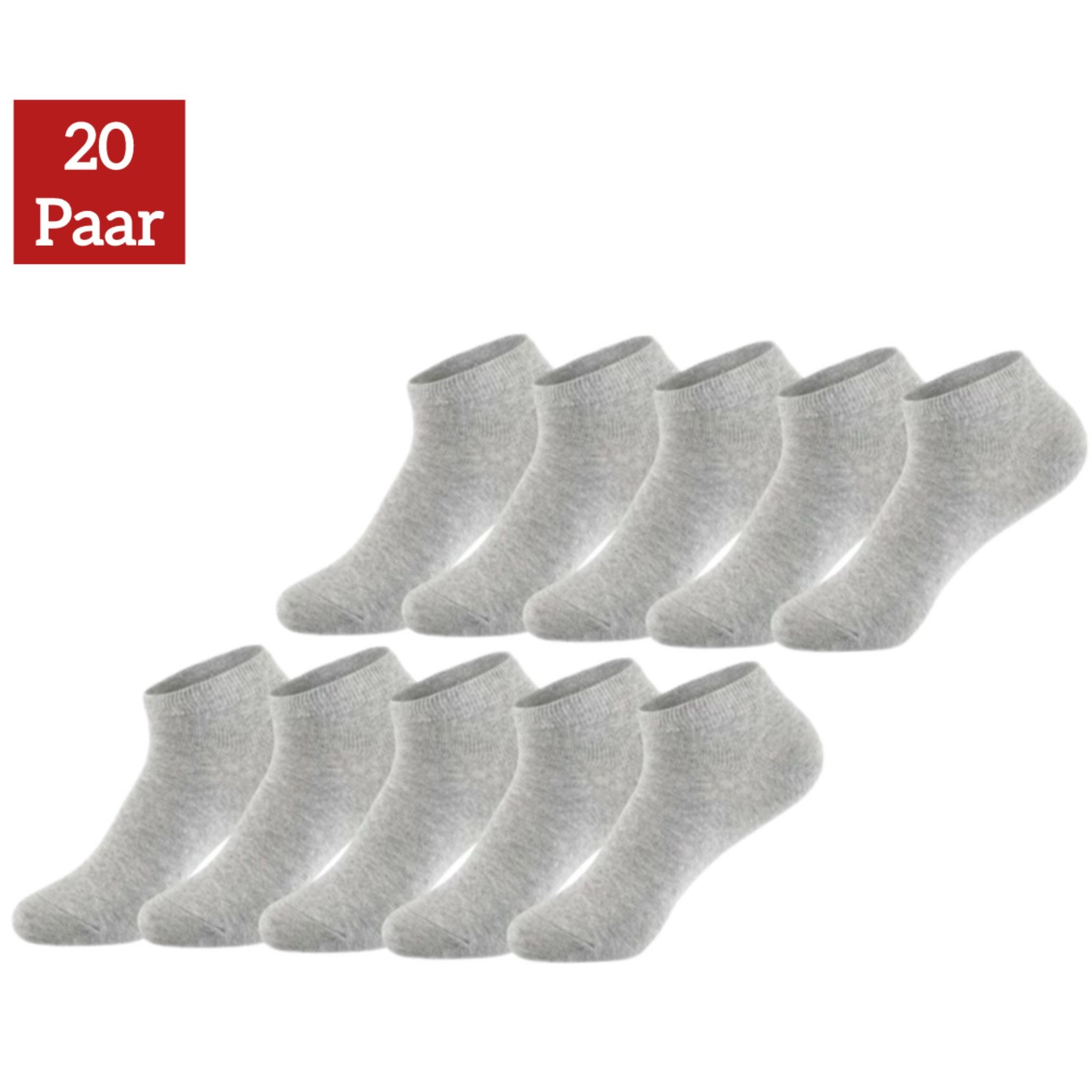NERS Sneakersocken 10-20 Paar Sneaker Socken aus Baumwolle, für Damen & Herren, ohne Naht (20-Paar) Kein Verrutschen, mit Komfortbund, atmungsaktiv, für Alltag & Sport