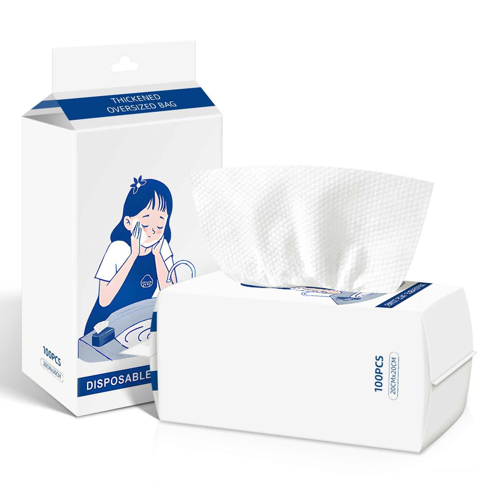 Tekoo Waschlappen 3er Pack Einmal-Gesichtstücher (300 Stk), Reißfest für Baby & Make-up, (Set, 1-St), Biologisch abbaubar, Reißfest, Fusselfrei, Saugstark