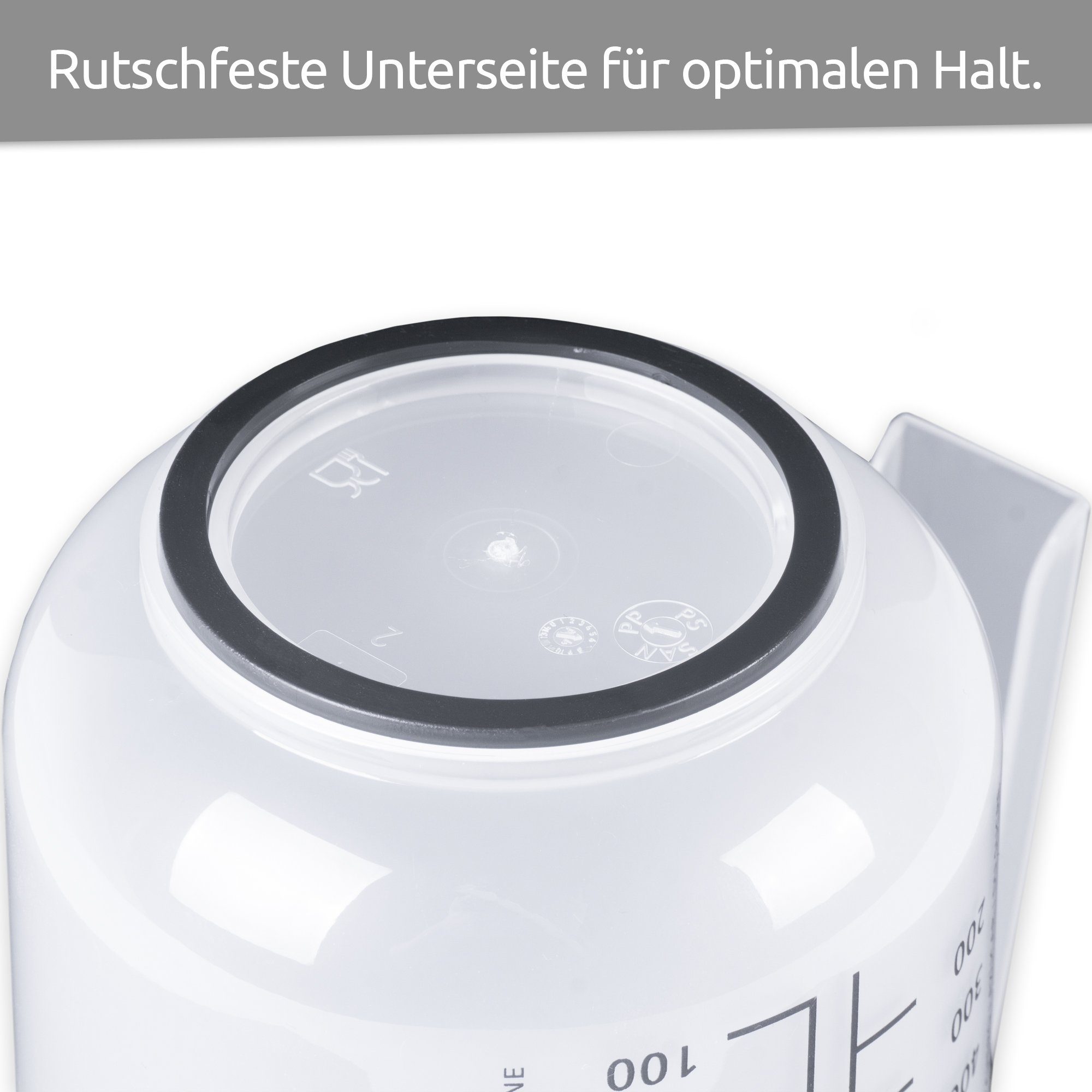 (inkl. Wüllner Kaiser Germany Deckel), Made Messkanne, Messbecher Spritzschutzring Kunststoff, + BPA-freier und in