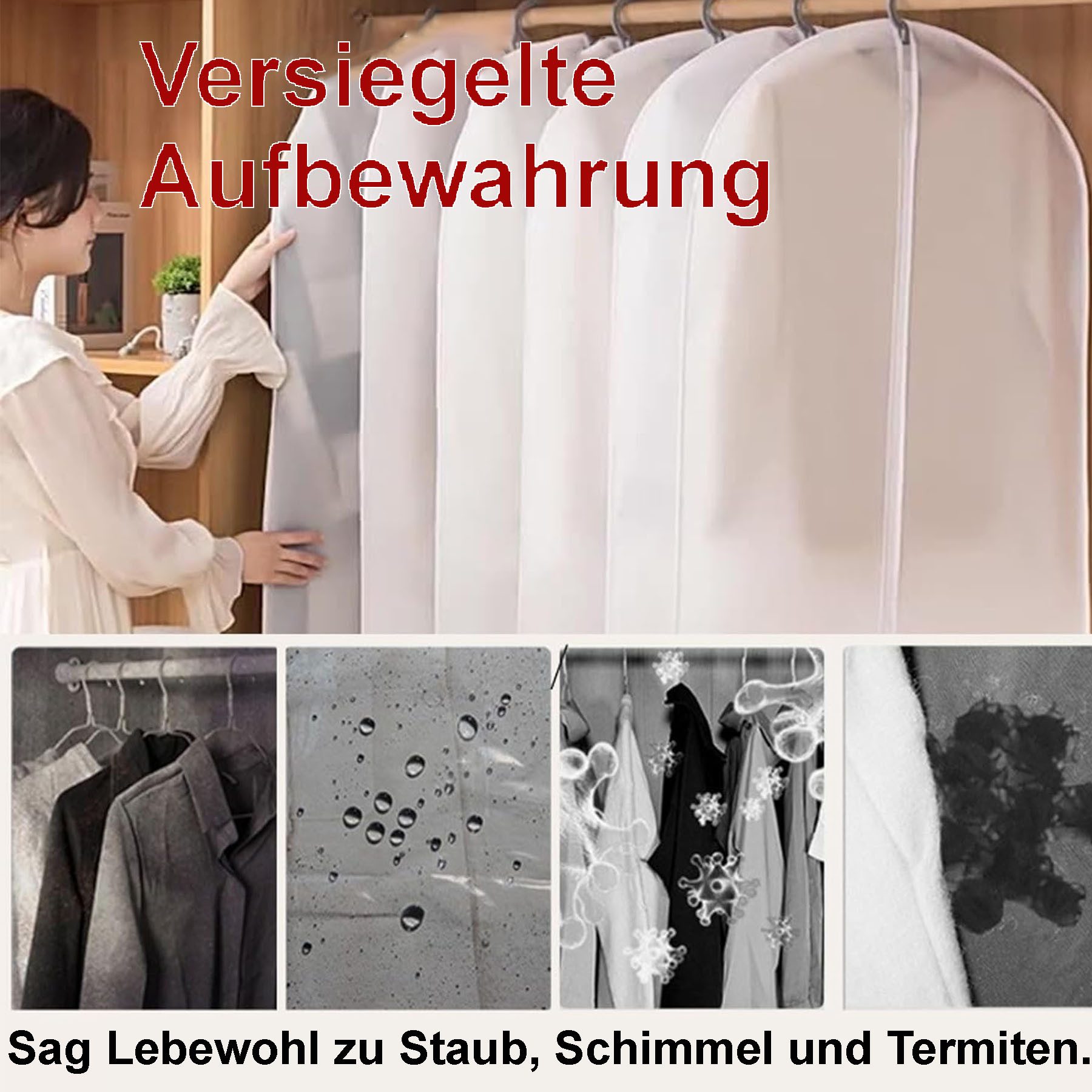Mutig Kleiderschutzhülle transparente Kleidersäcke 12 St Kleidersäcke faltbar,M/L/XL (Je 4 Stück in M/L/XL,60×80/100/120 cm, 12 St., Halbtransparentes PEVA ist wasserabweisend, staubdicht, atmungsaktiv) Geeignet für kurze Jacken und Anzüge bis hin zu langen Mänteln