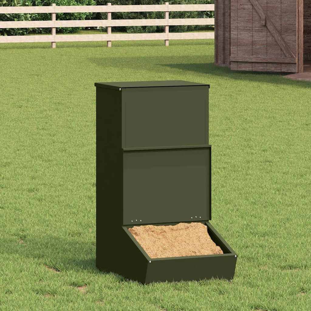 vidaXL Futterspender Schweinfutterspender Olive Grün 55 x 38 x 76 cm