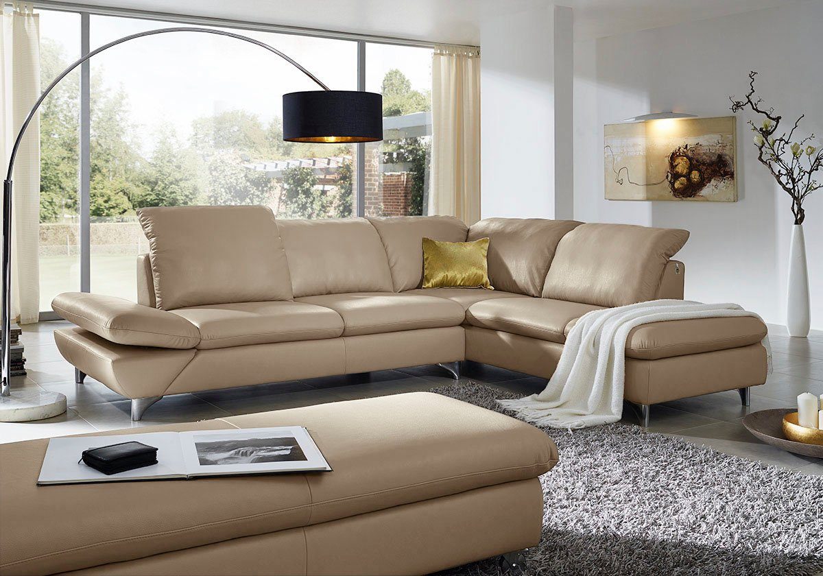 W.SCHILLIG Ecksofa Taoo, elegant und zeitlos, bequem, L-Form, Breite 296cm, mit Sitziefenverstellung & Kopfteilverstellung