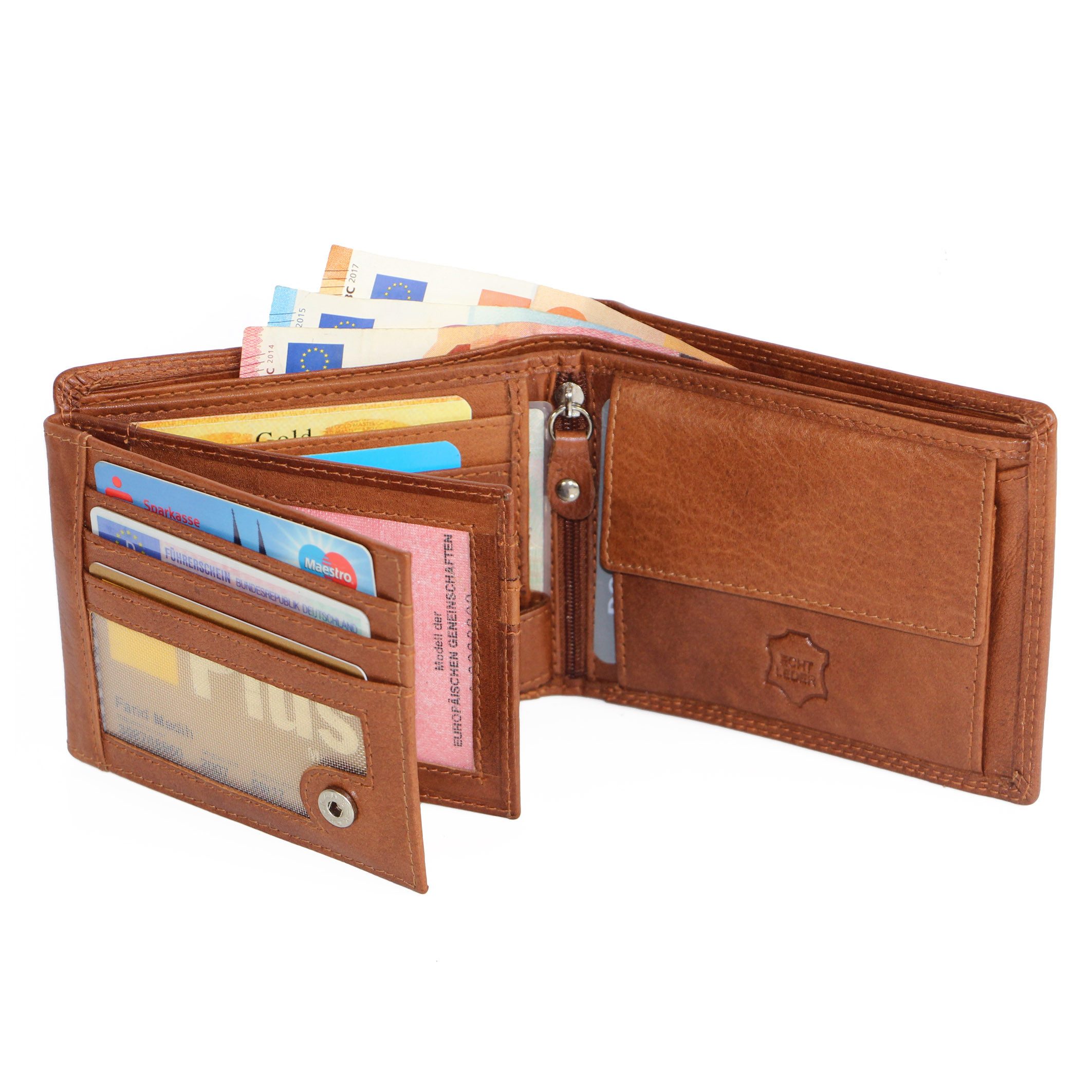 ALMADIH Brieftasche Leder P2Q Portemonnaie RFID Schutz Börse Geldbörse Geldbeutel