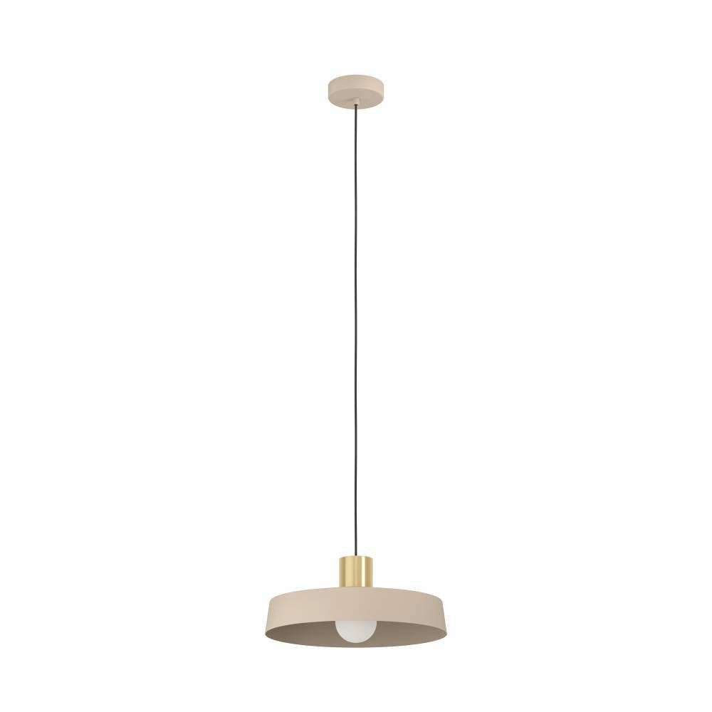 EGLO Hängeleuchte VALDIOLA Pendellampe, Stahl, IP20, E27, Wohnzimmerlampe, Flurlampe, ohne Leuchtmittel, Esszimmerlampe aus Metall in Sandfarben und Messing-Geb – Bild 3 von 5