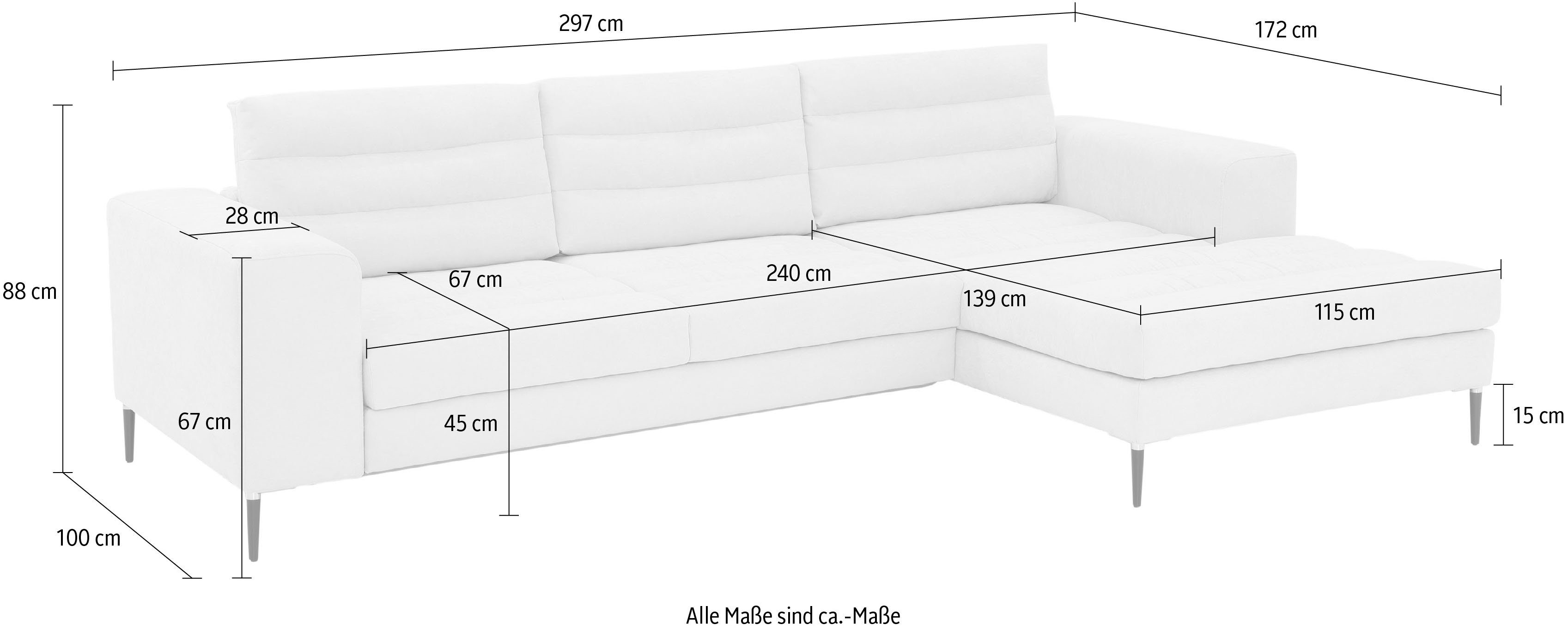 Home affaire Ecksofa x 172cm) (297cm 88cm x 88cm Bettfunktion x oder ohne x 172cm) Brandwood, (277cm