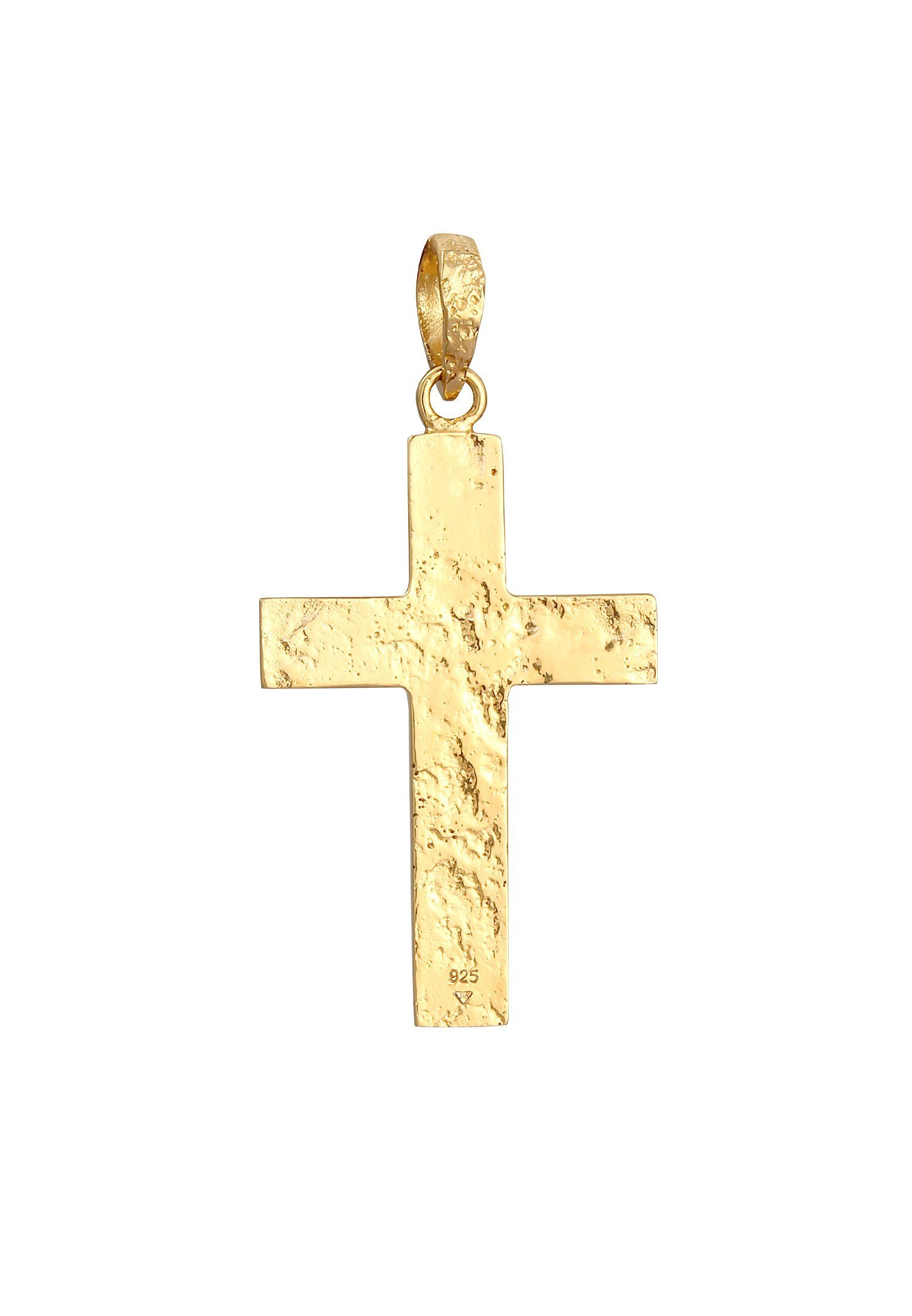 Kuzzoi Kettenanhänger Herren Kreuz Matt Gehämmert 925 Silber, Kreuz günstig online kaufen