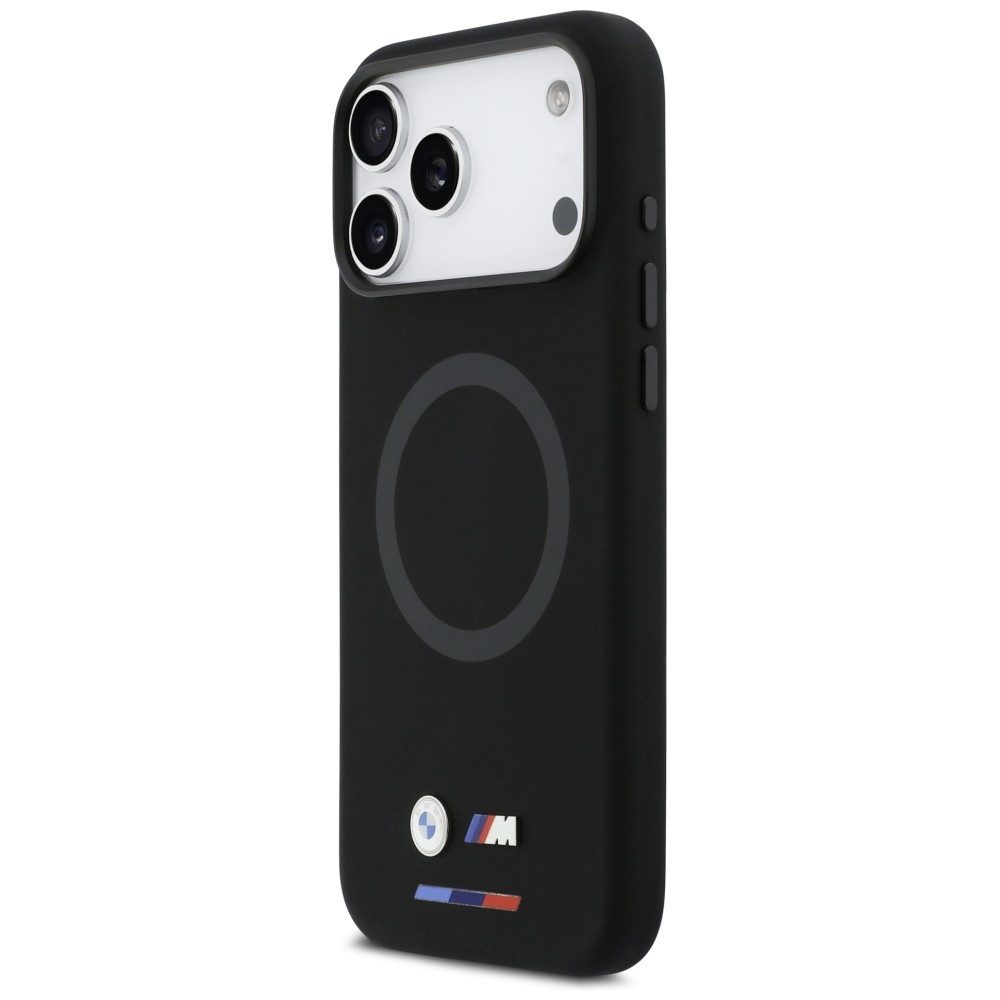 BMW Handyhülle Case iPhone 17 Pro Max MagSafe Silikon schwarz Logo Metall 6,9 Zoll, Kantenschutz