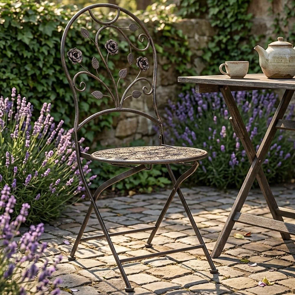 Harms Import Klappstuhl, Gartenstuhl Klappstuhl Stahl Bronze Zusammenklappbar Terrasse H 94 cm